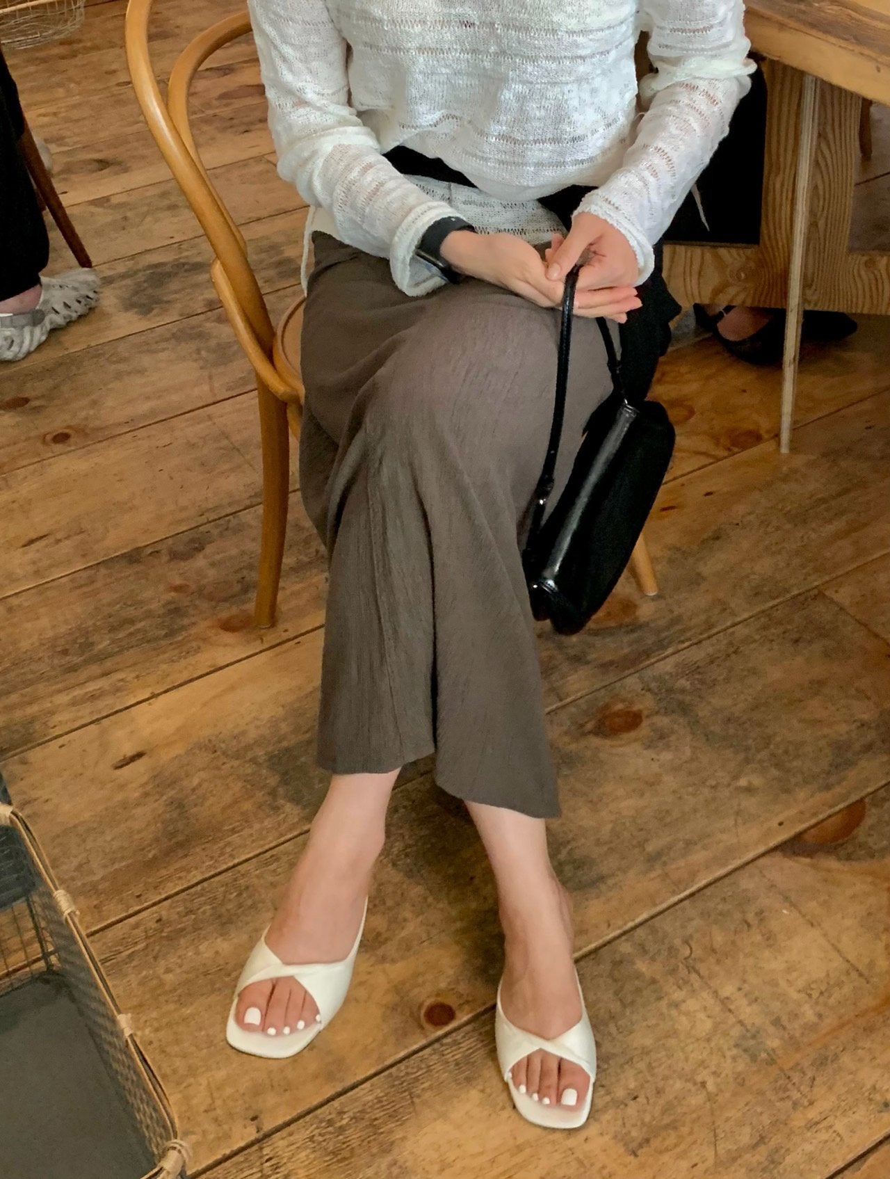 Twisted cotton satin mule