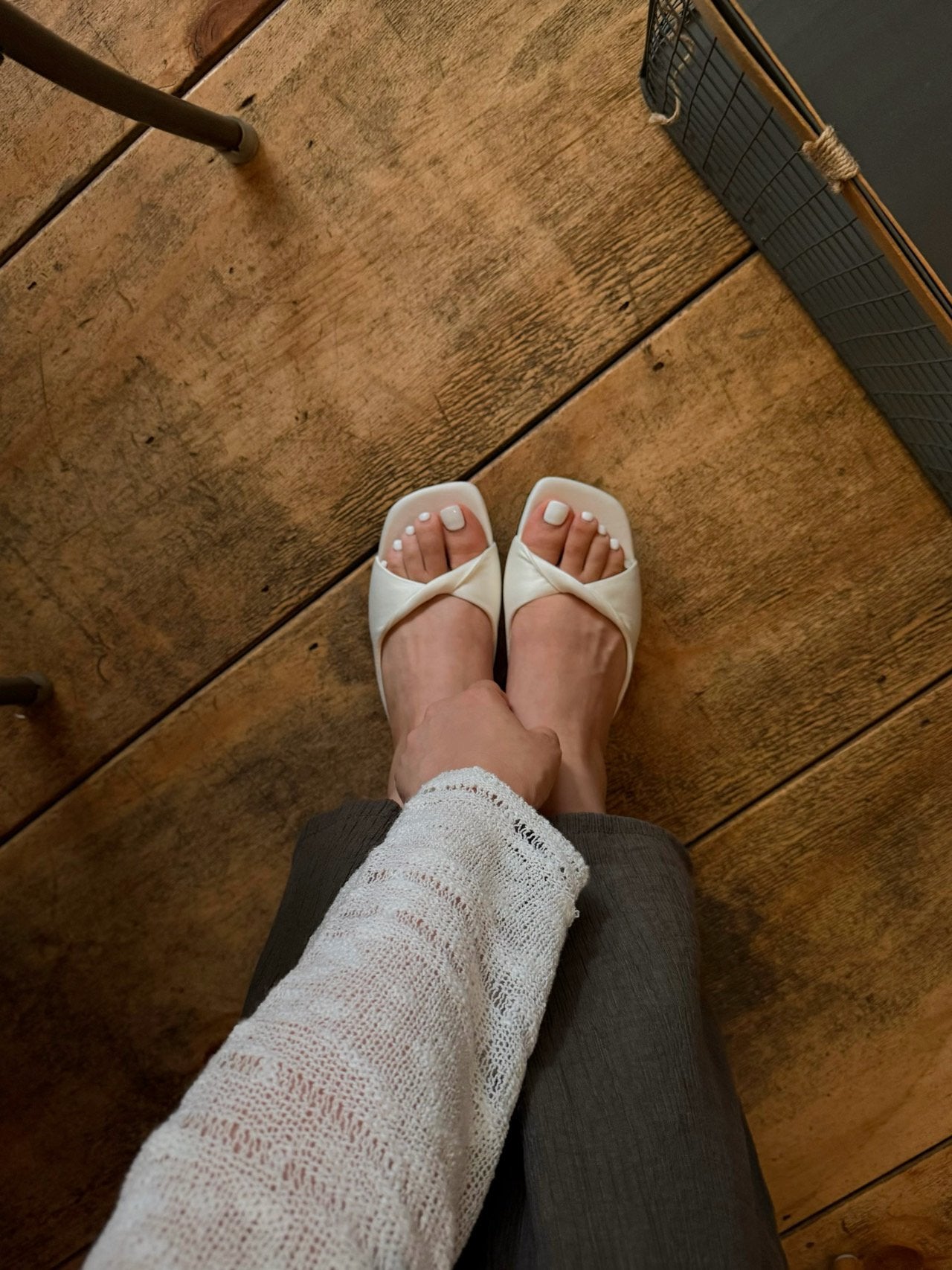 Twisted cotton satin mule