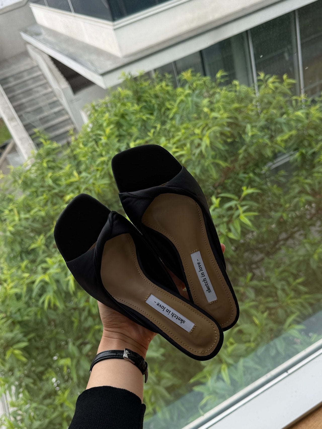 Twisted cotton satin mule