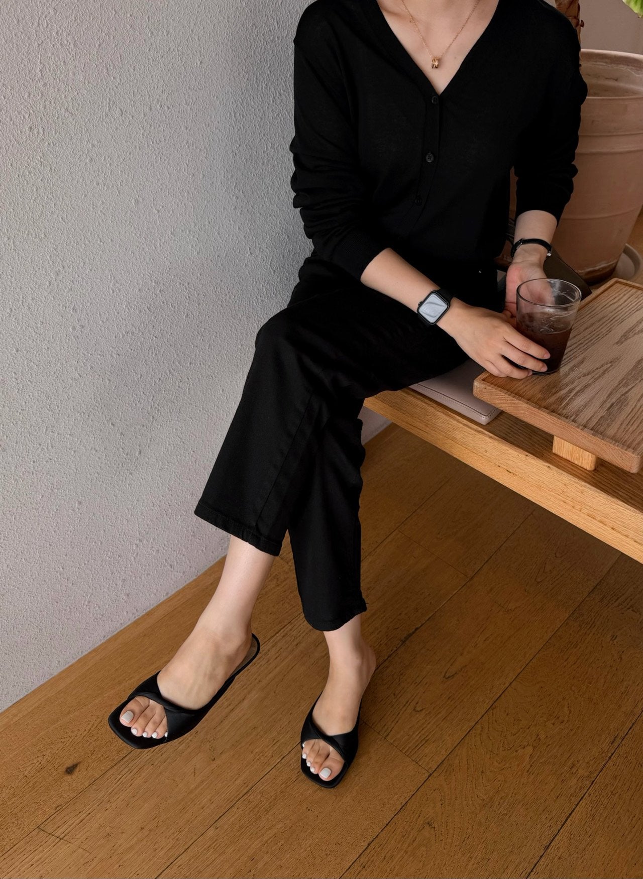 Twisted cotton satin mule