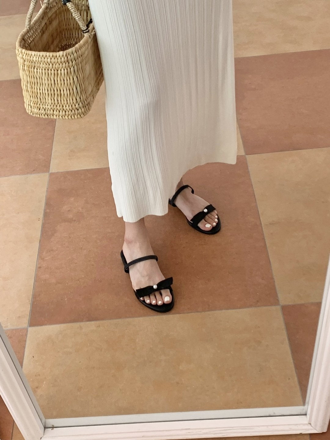 pearl banding slippers-2col