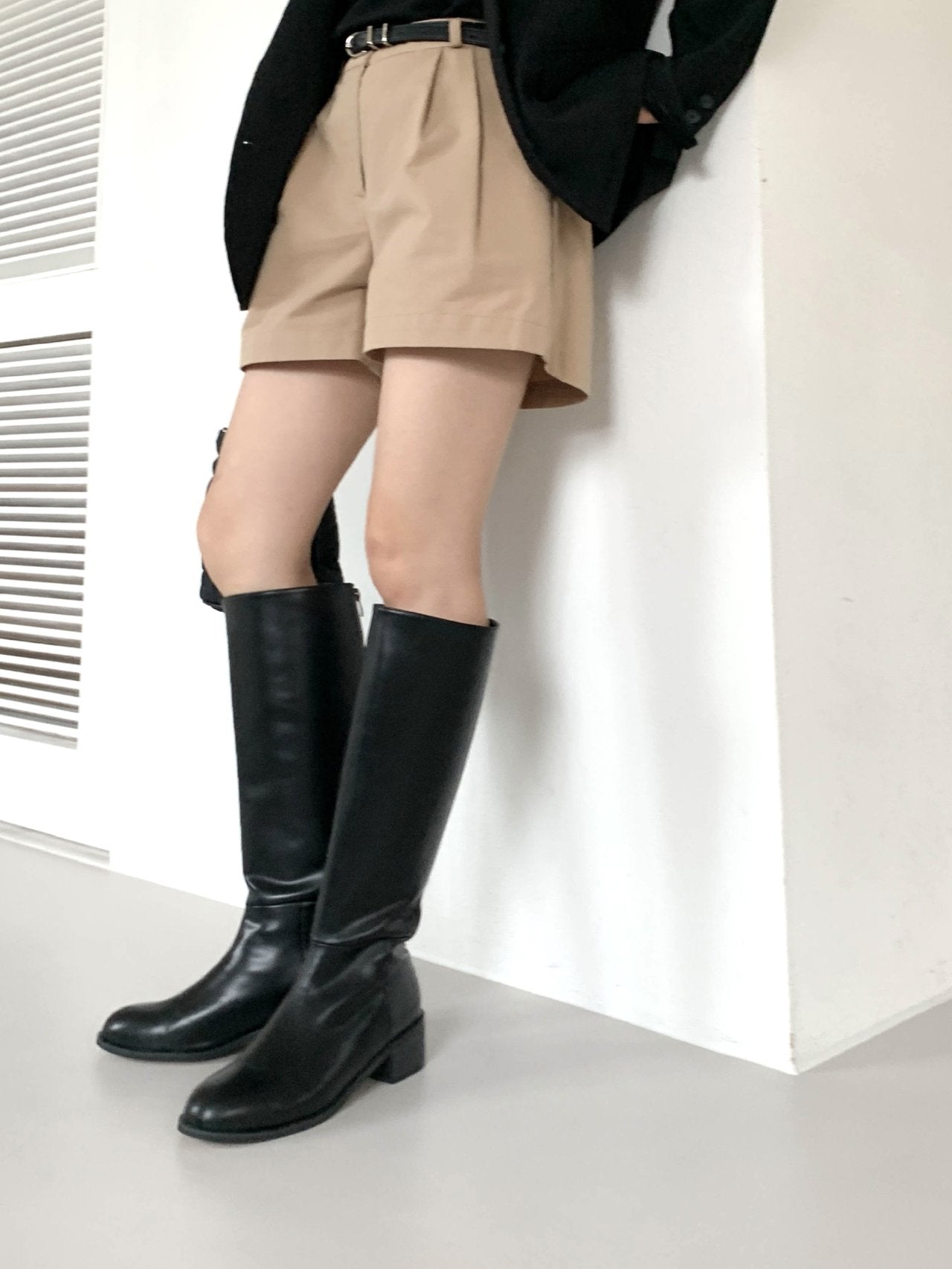 Slimline black long boots