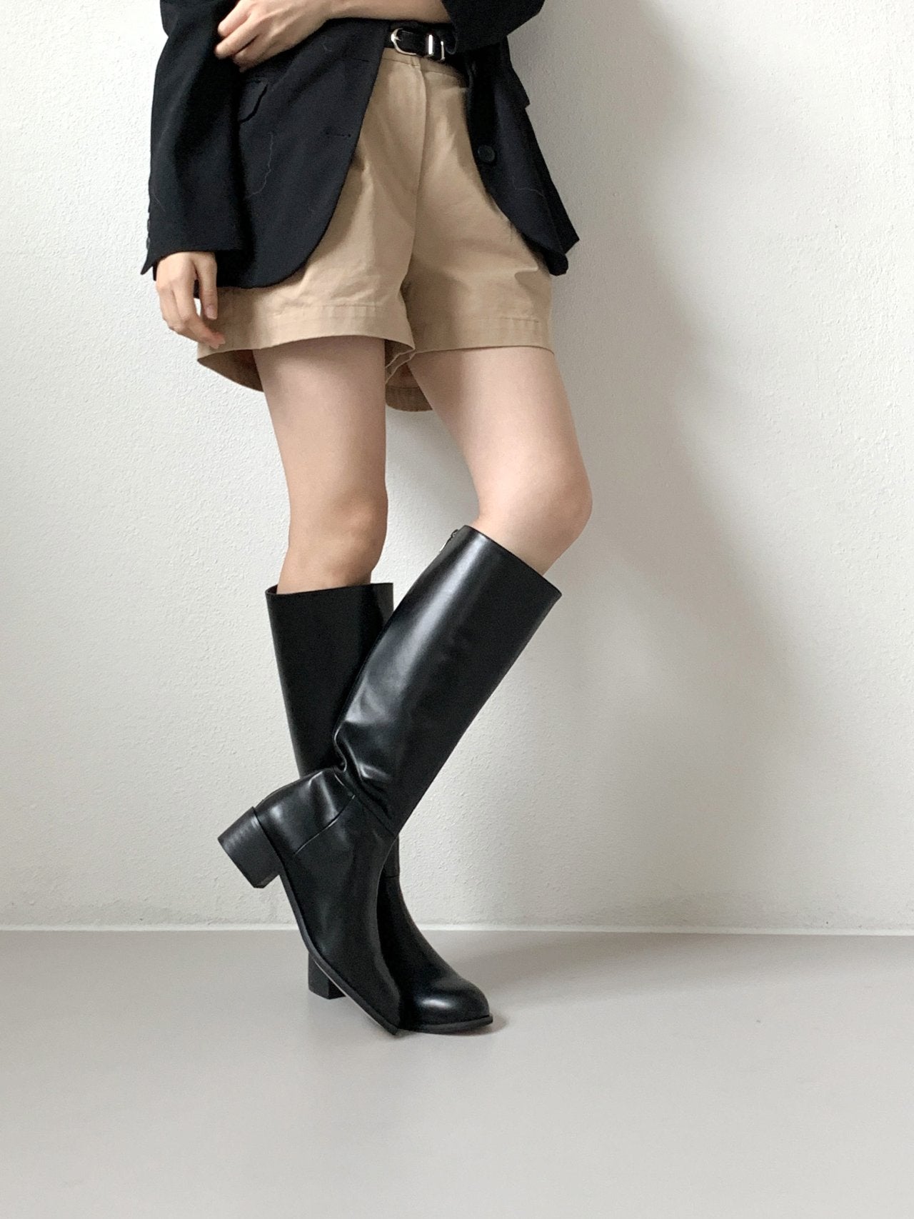 Slimline black long boots