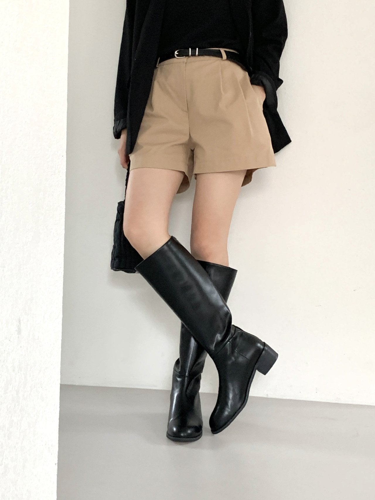 Slimline black long boots