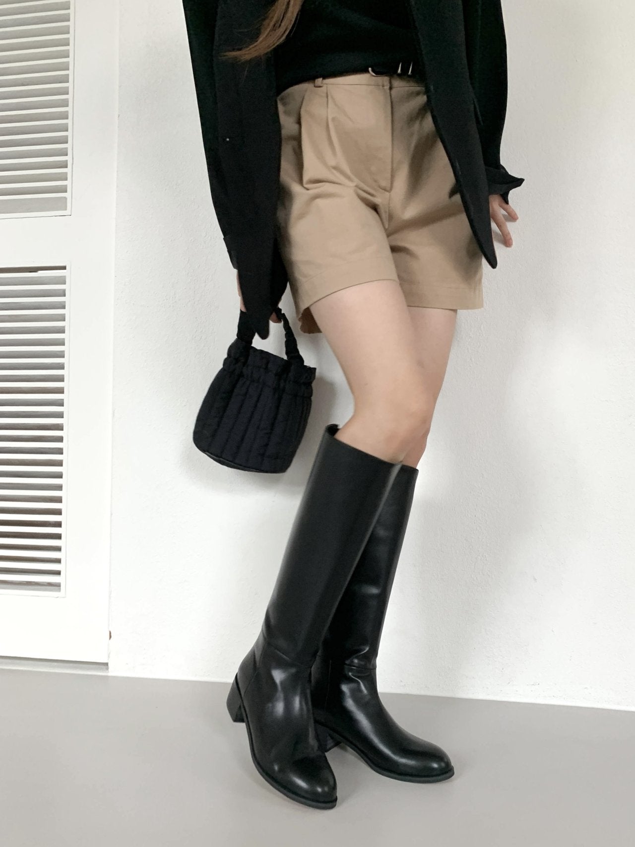 Slimline black long boots