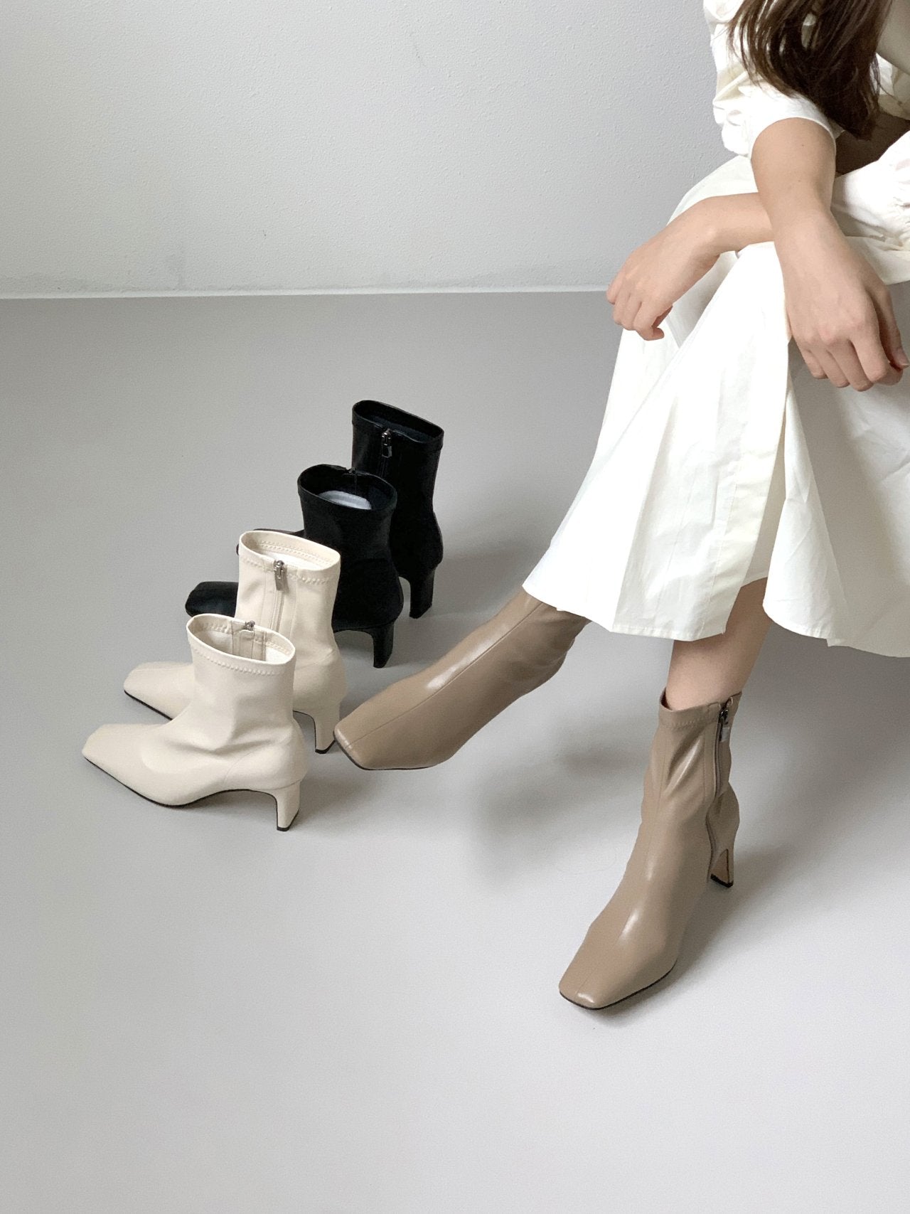 Square 6 cm Spandex Ankle Boots