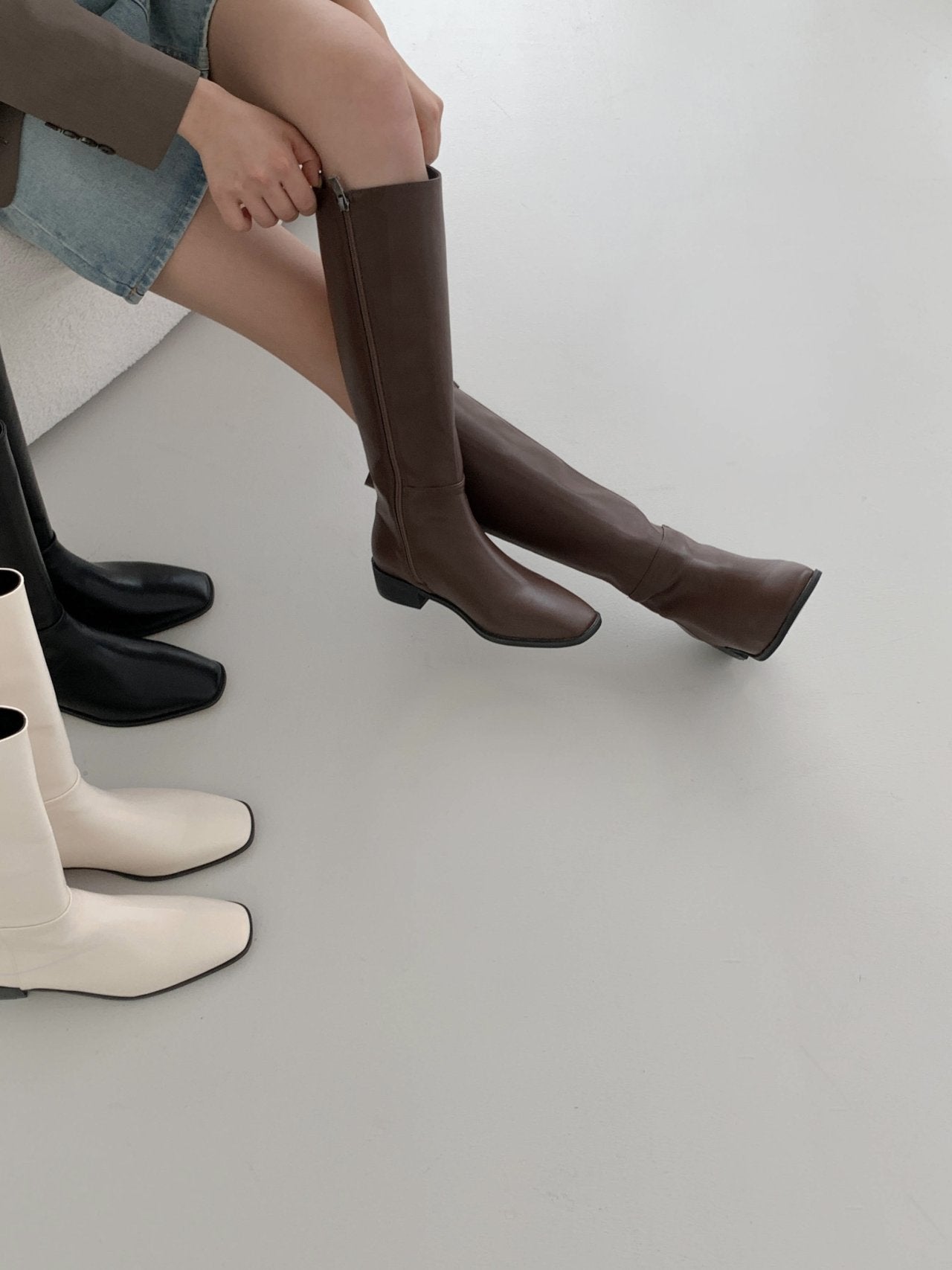 Square basic long boots-3col