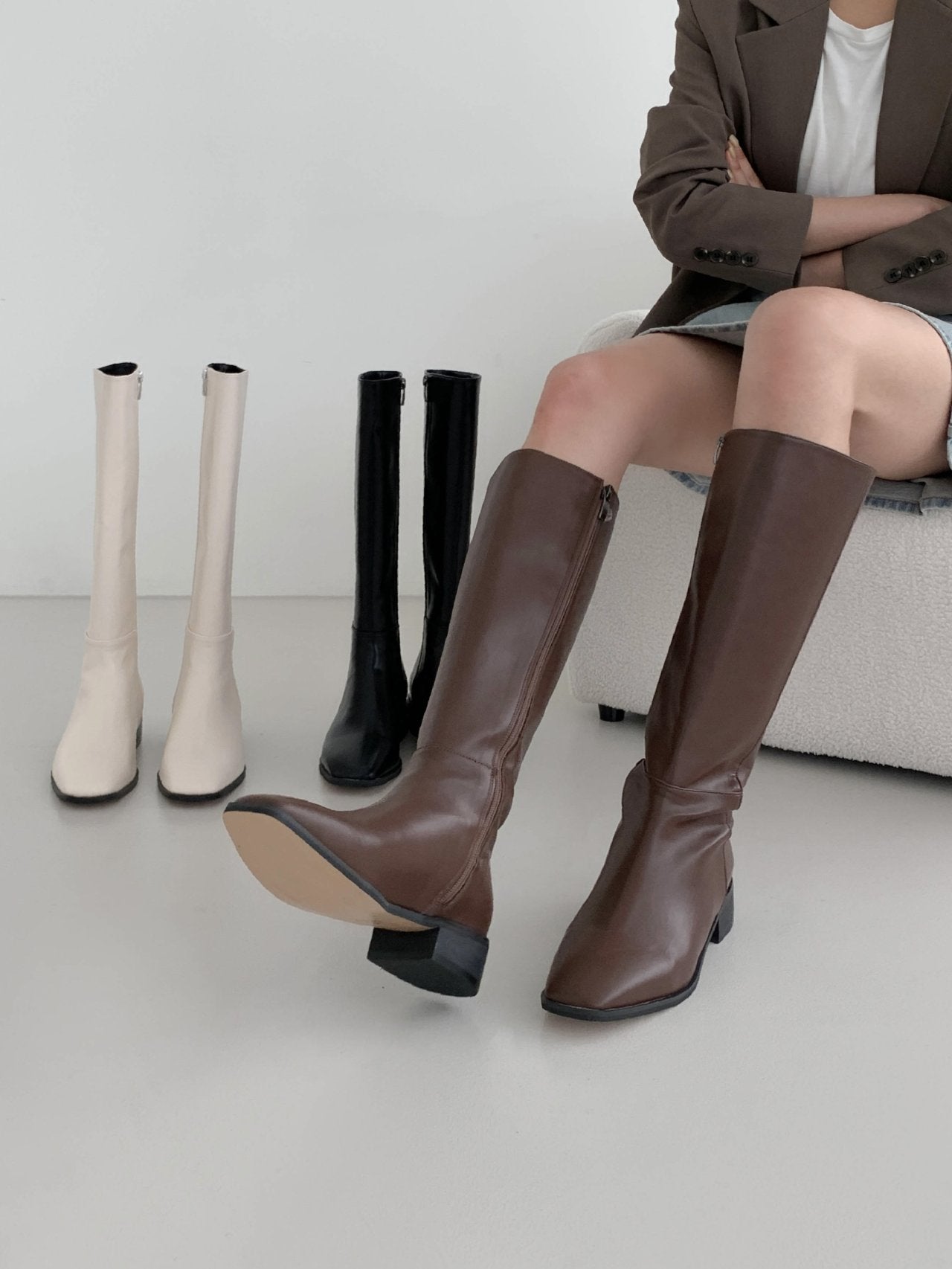 Square basic long boots-3col