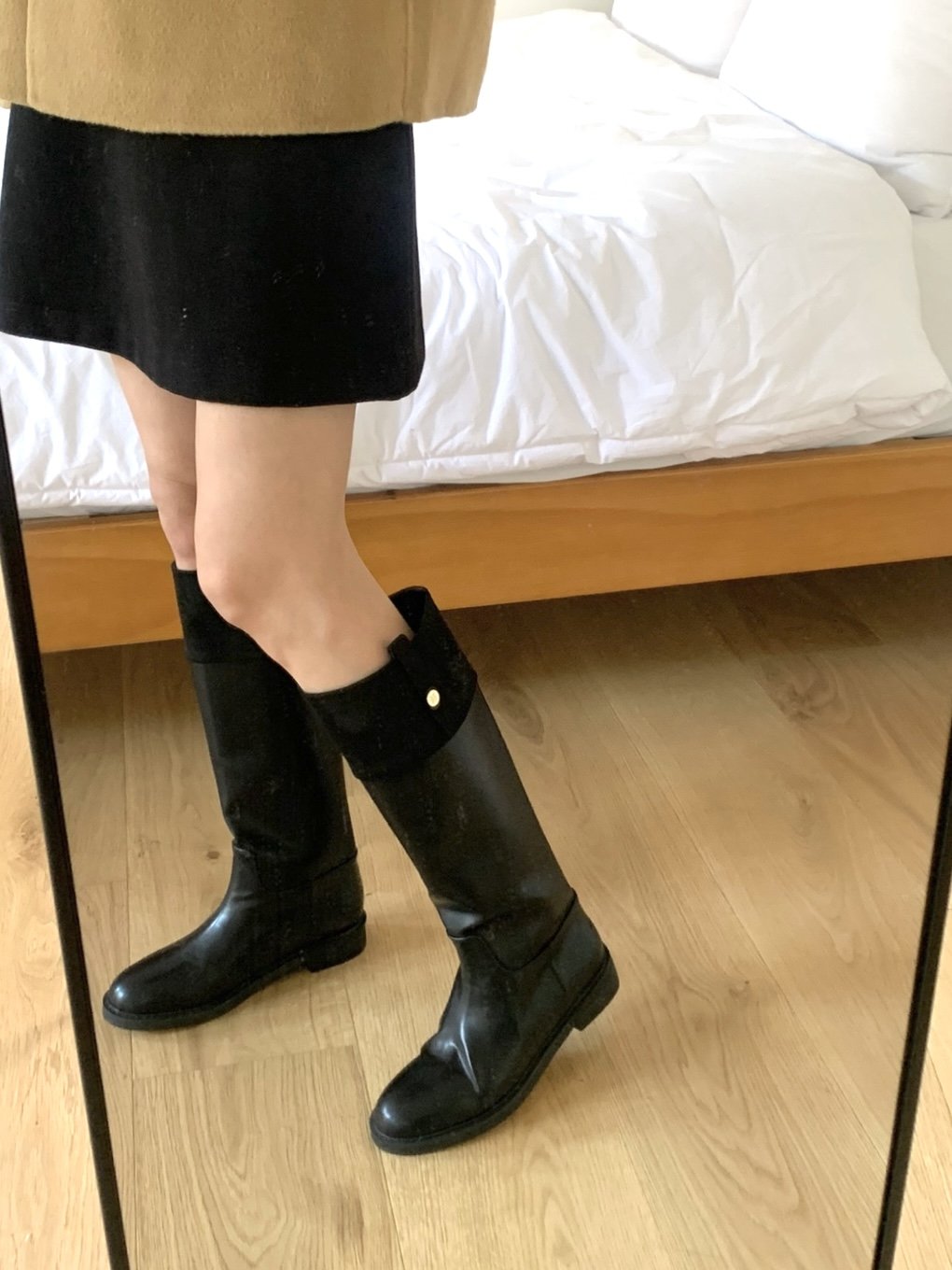 Black Suede Combination Long Boots