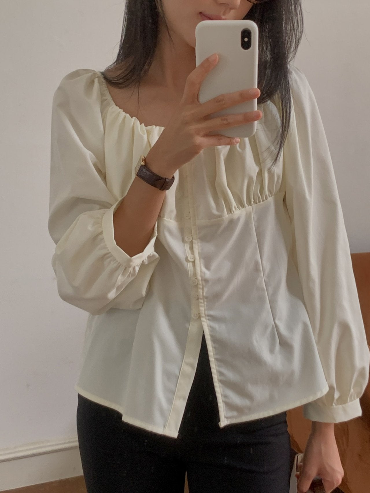 Flynn button blouse-2col