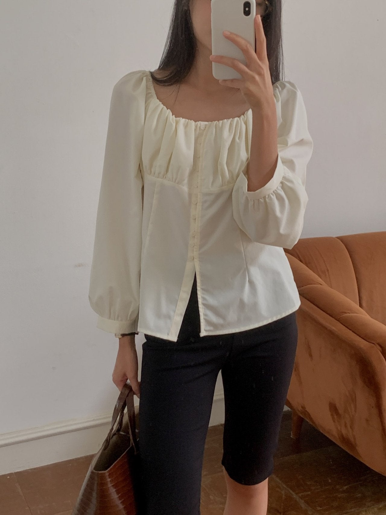 Flynn button blouse-2col