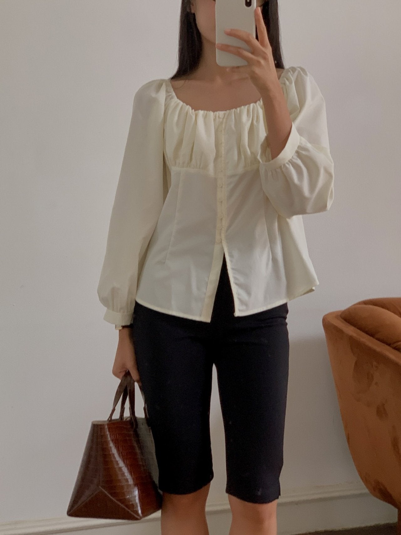 Flynn button blouse-2col