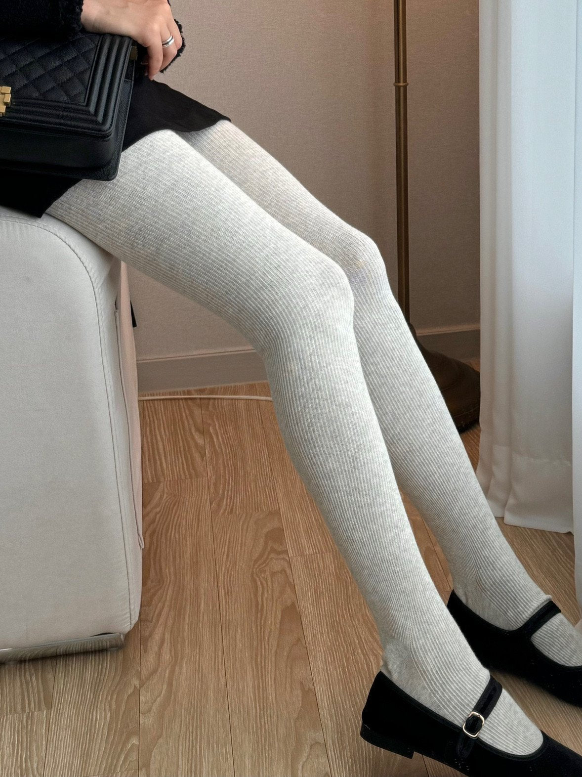 rib tights socks-5col