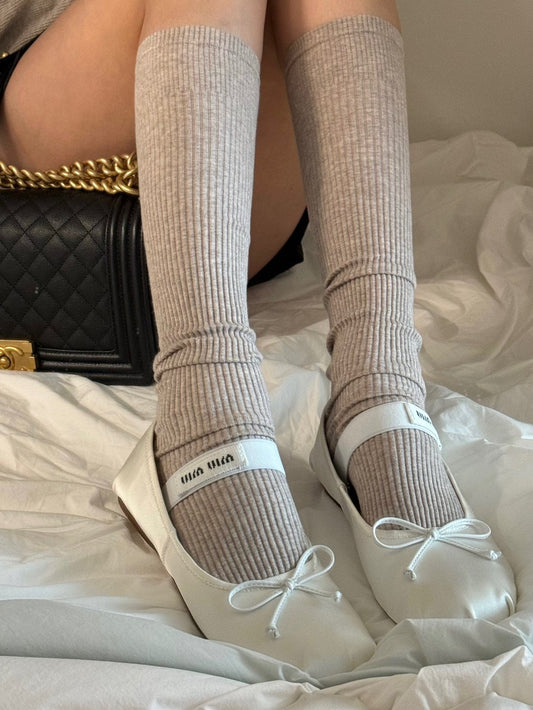 rib Knee socks-4col