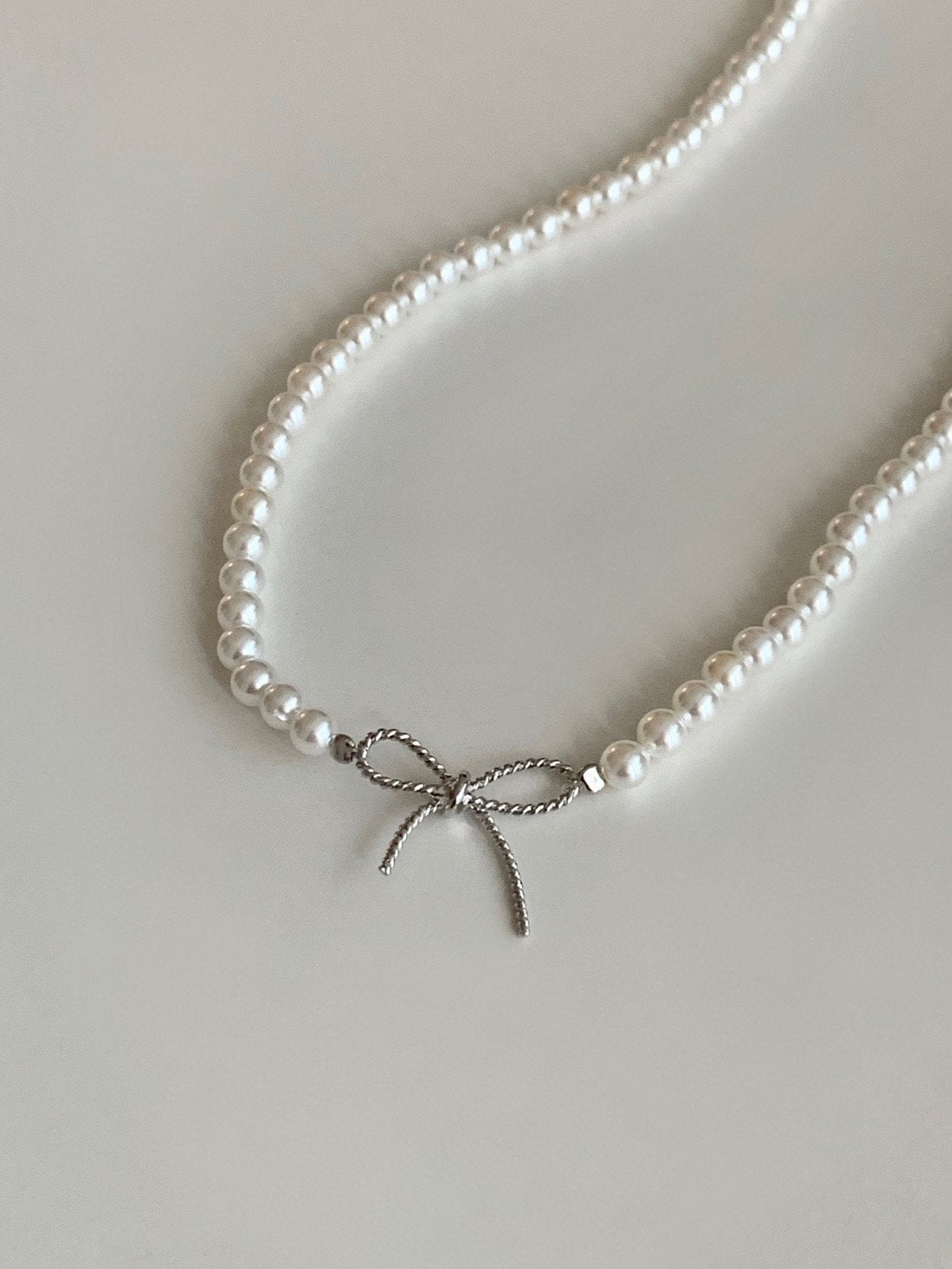 Swal pearl ribbon necklace