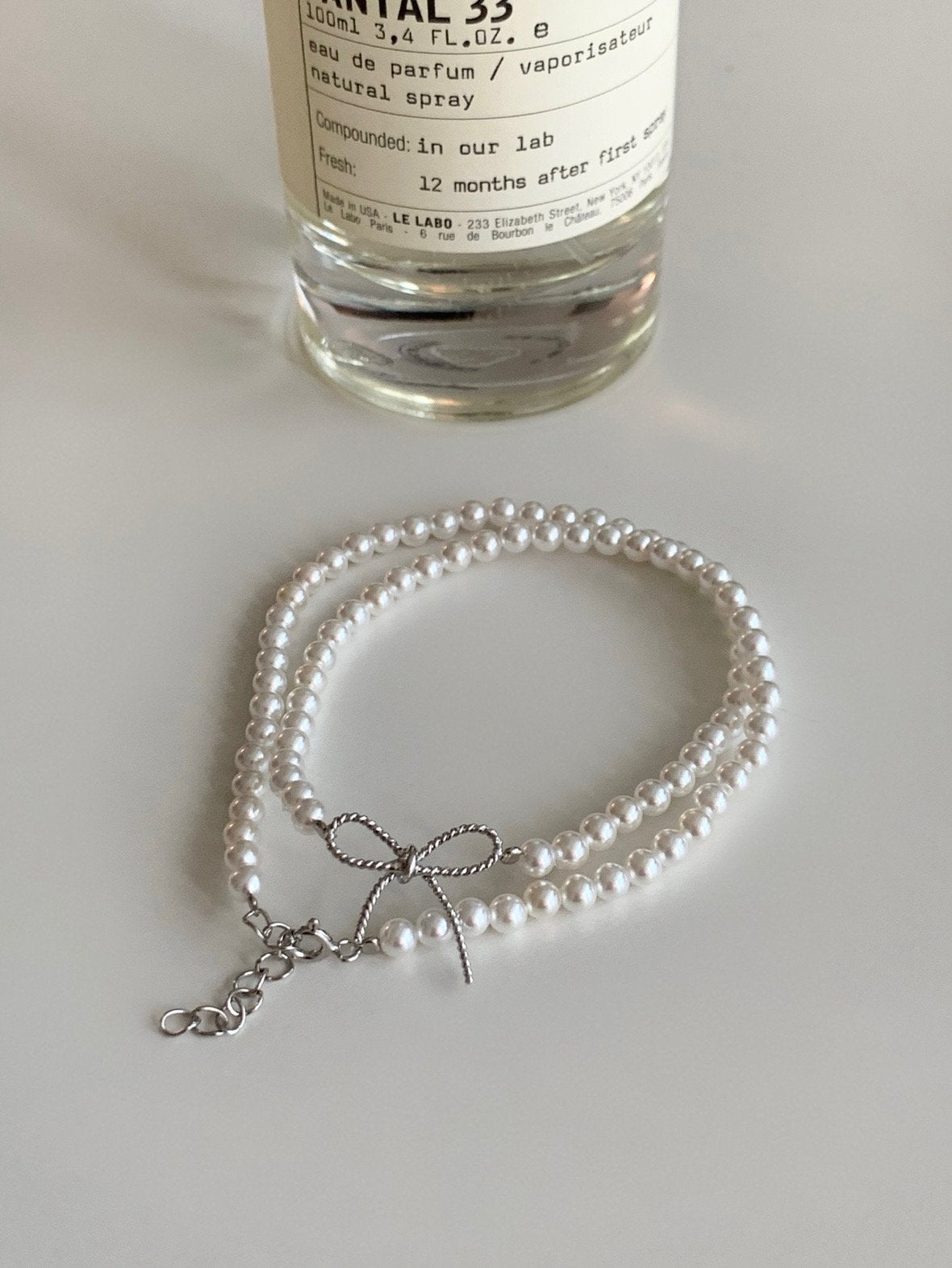 Swal pearl ribbon necklace