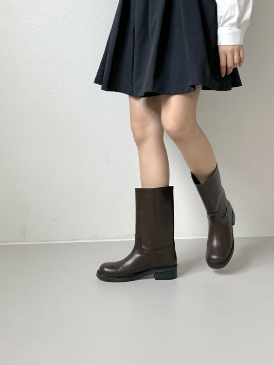 Chunky middle boots-3col