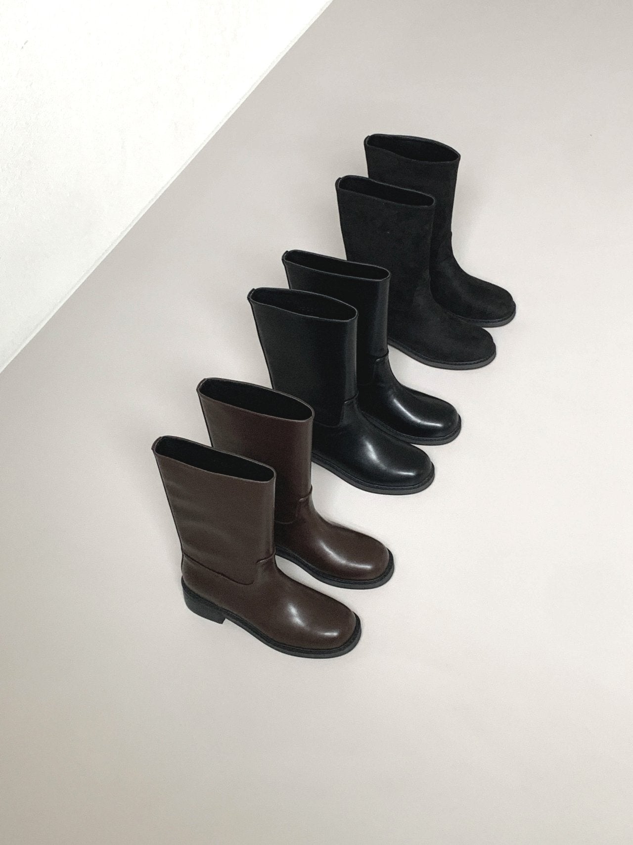 Chunky middle boots-3col