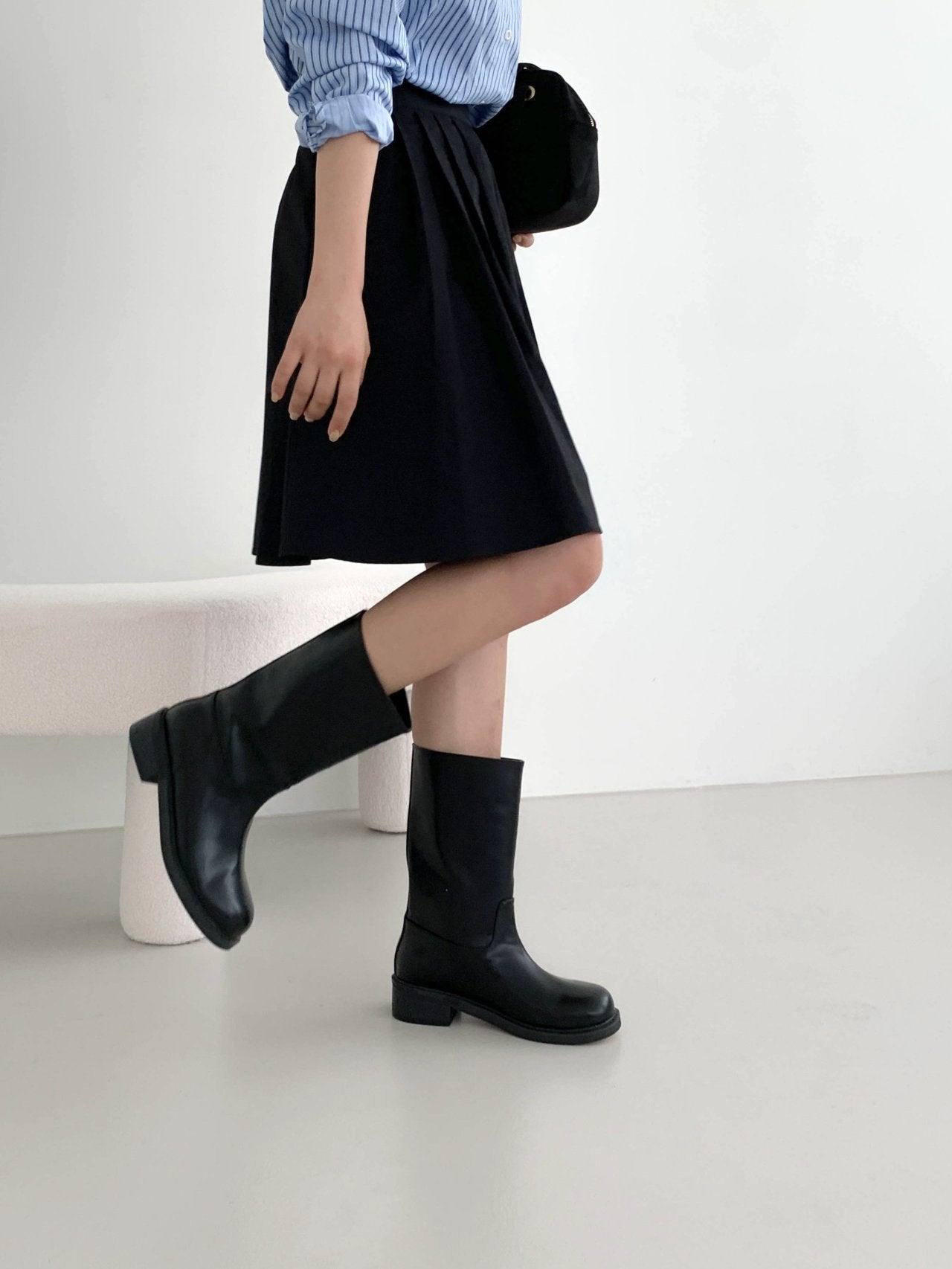 Chunky middle boots-3col