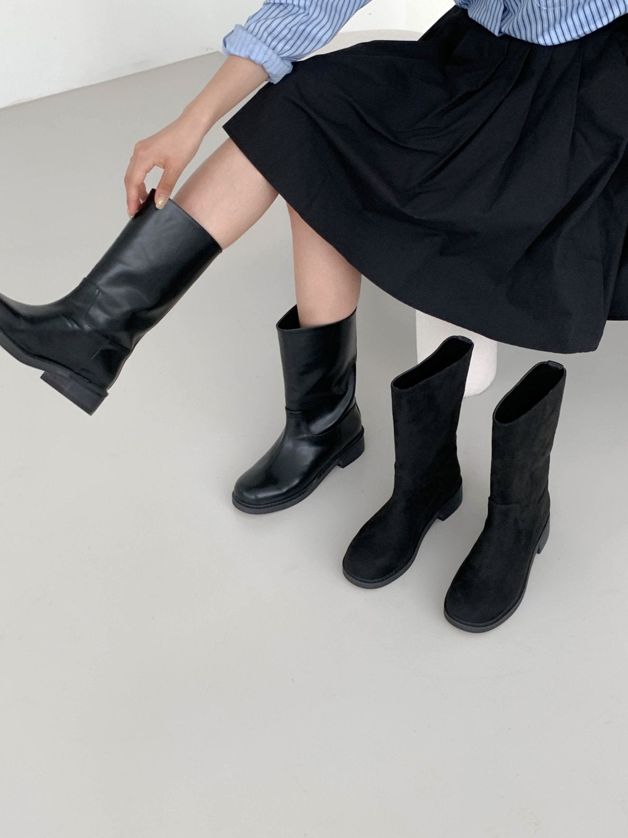 Chunky middle boots-3col