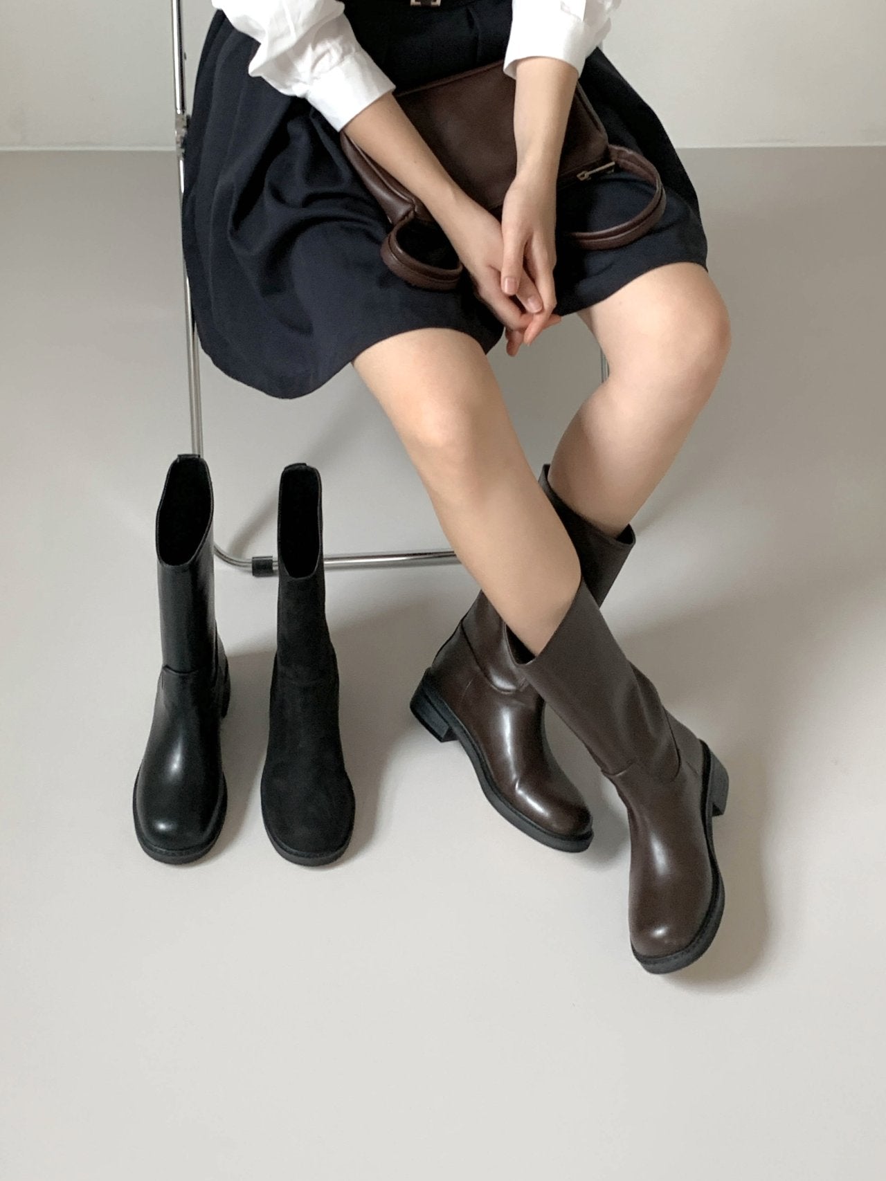 Chunky middle boots-3col