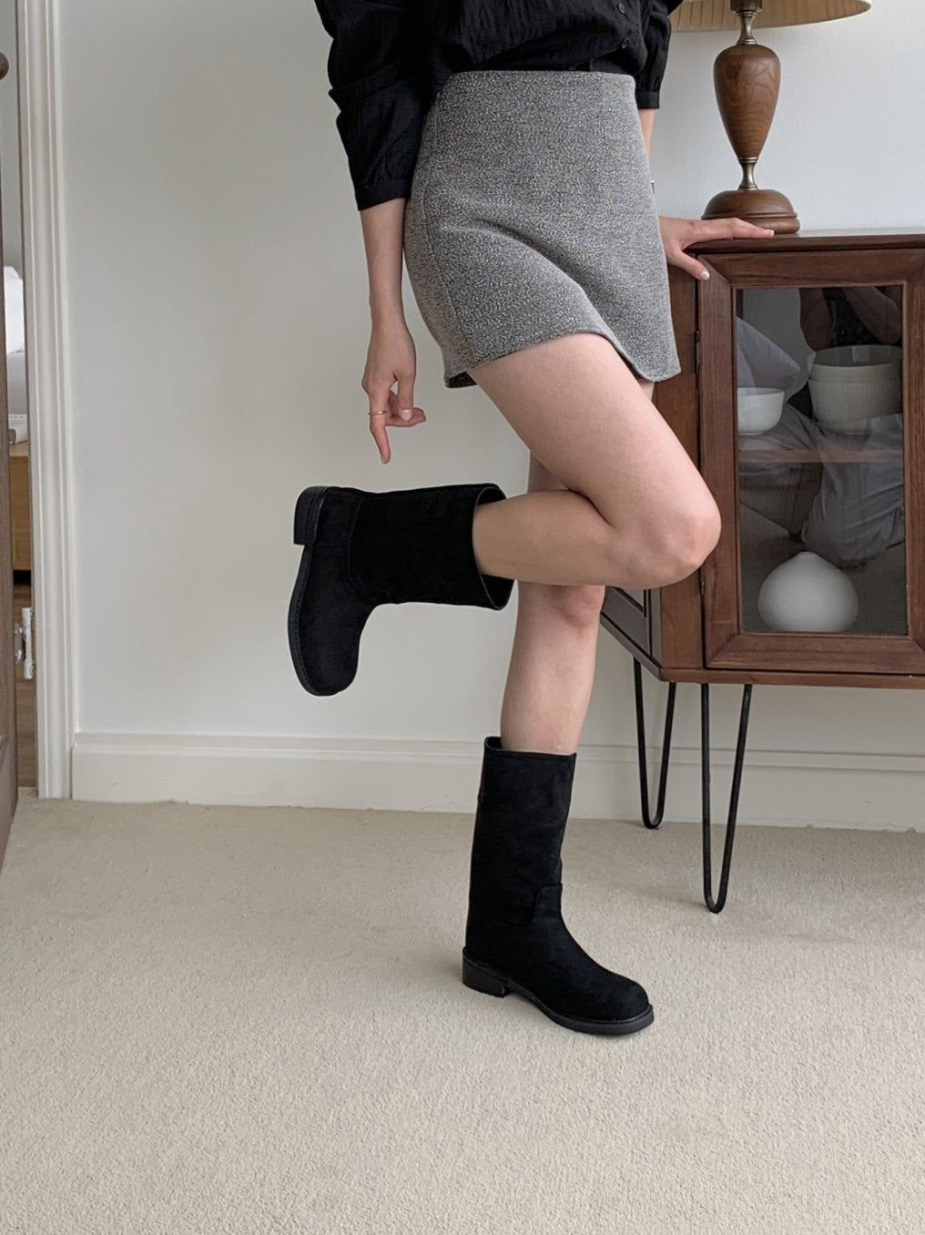 Chunky middle boots-3col