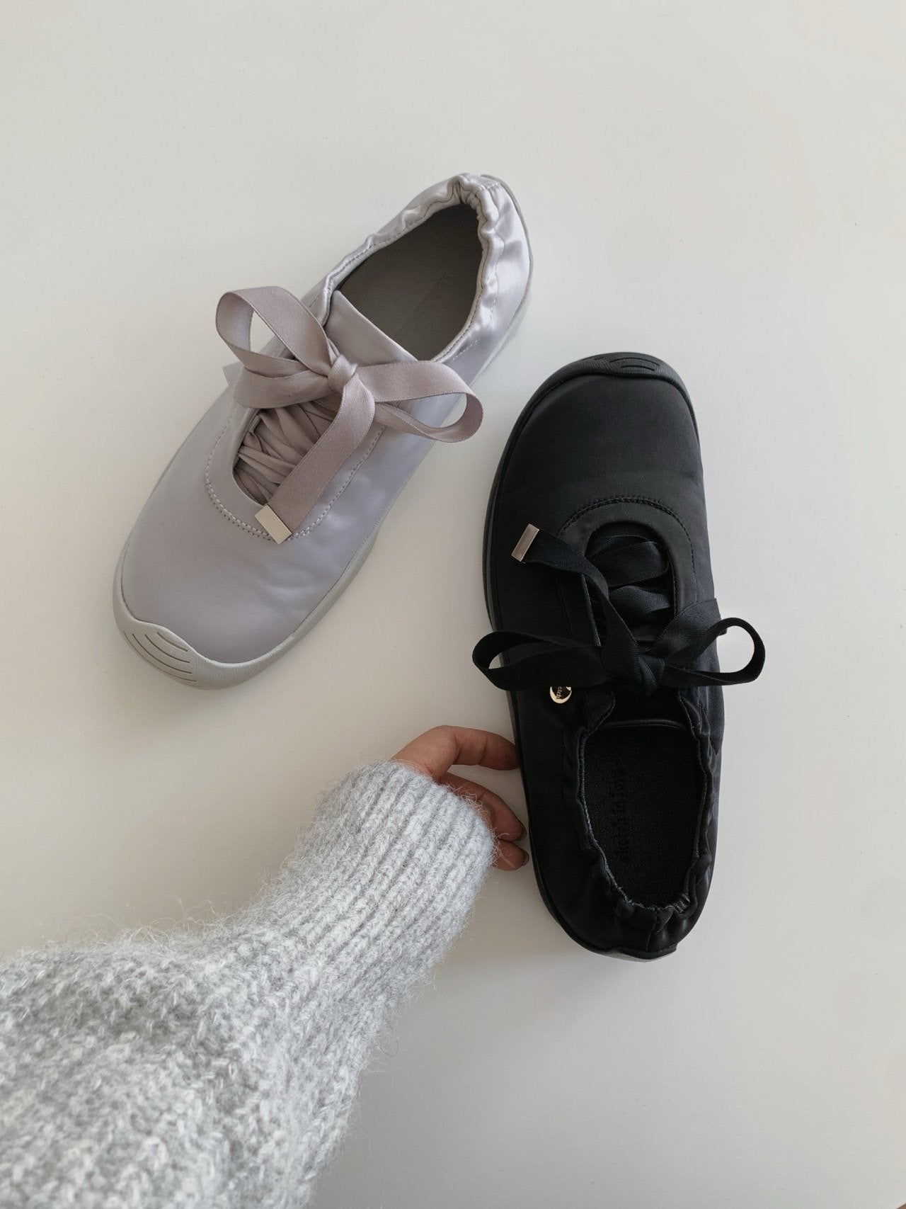 satin ribbon sneakers