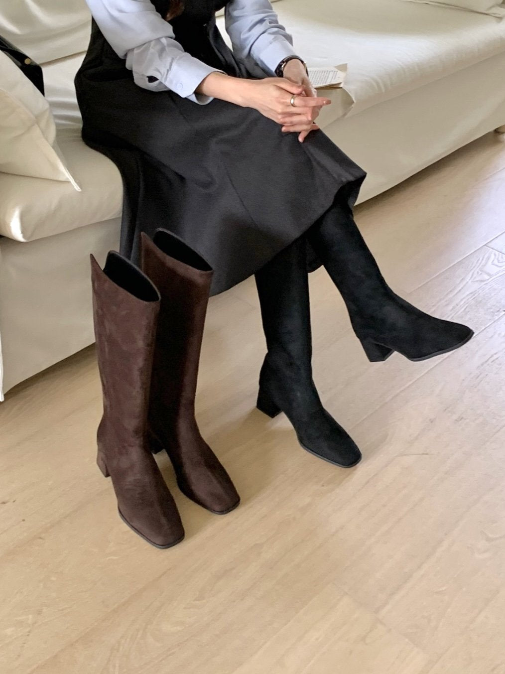 suede long 5cm boots-2col