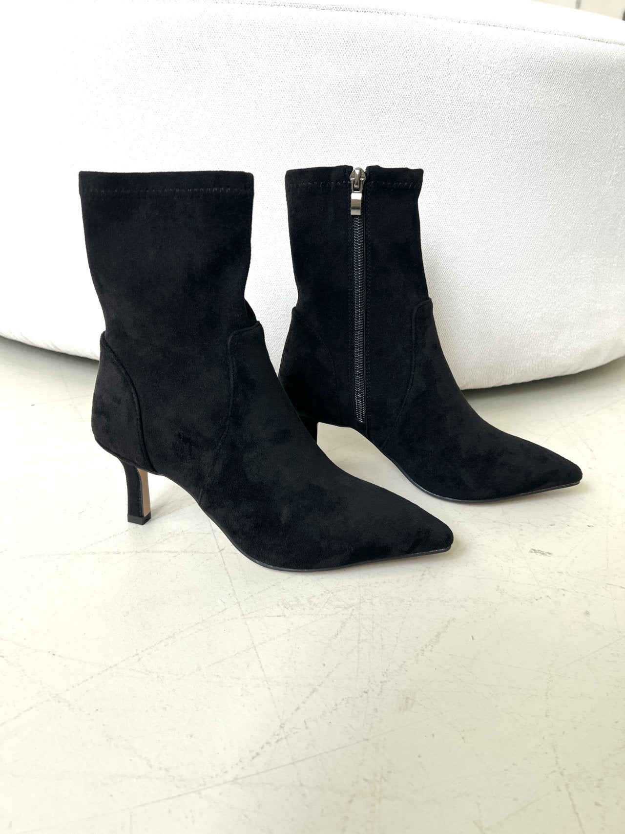 Suede Spandex 7cm Ankle Boots-2col