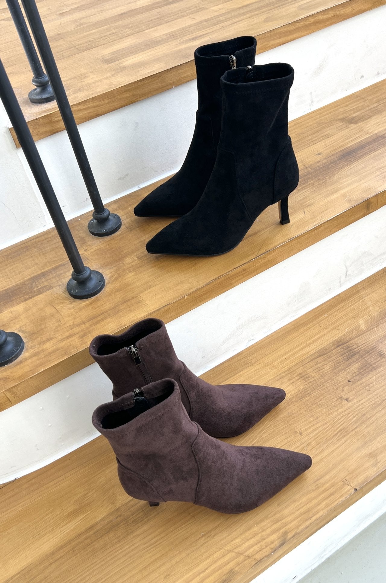 Suede Spandex 7cm Ankle Boots-2col