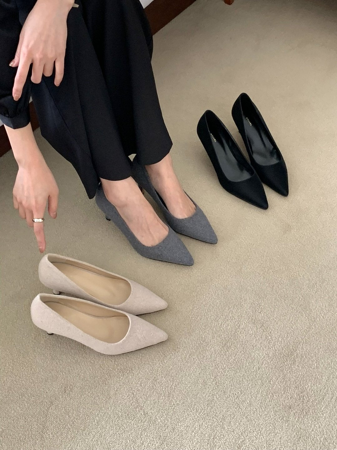 Wool 6cm Pumps-3col