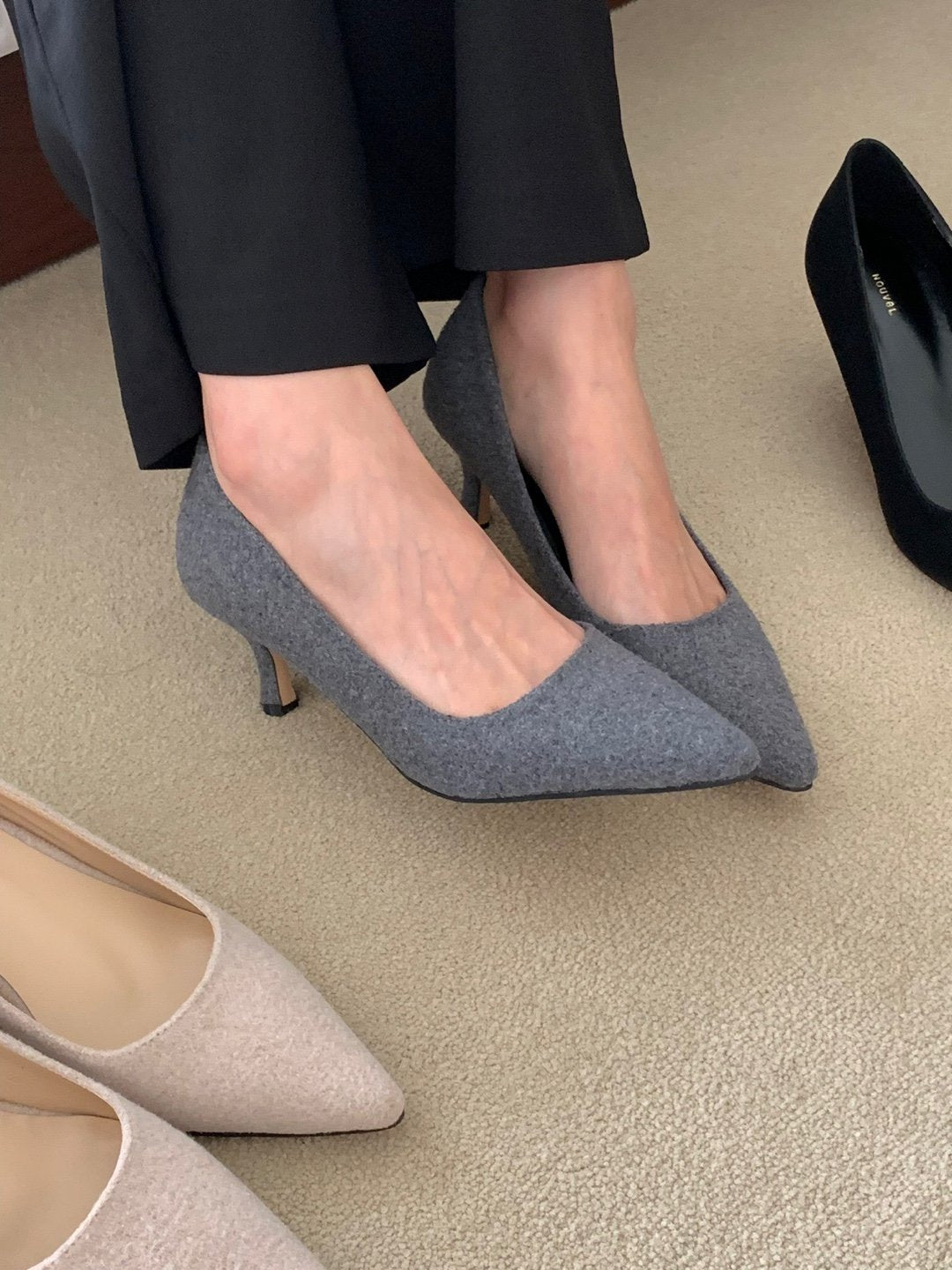 Wool 6cm Pumps-3col