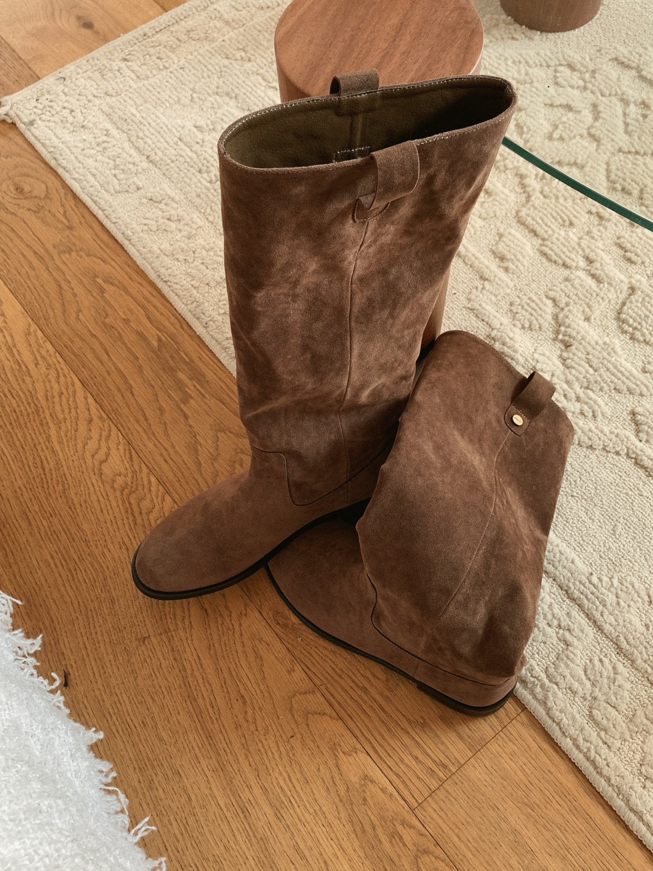 Antique Logo Basic Suede Long Boots-2col