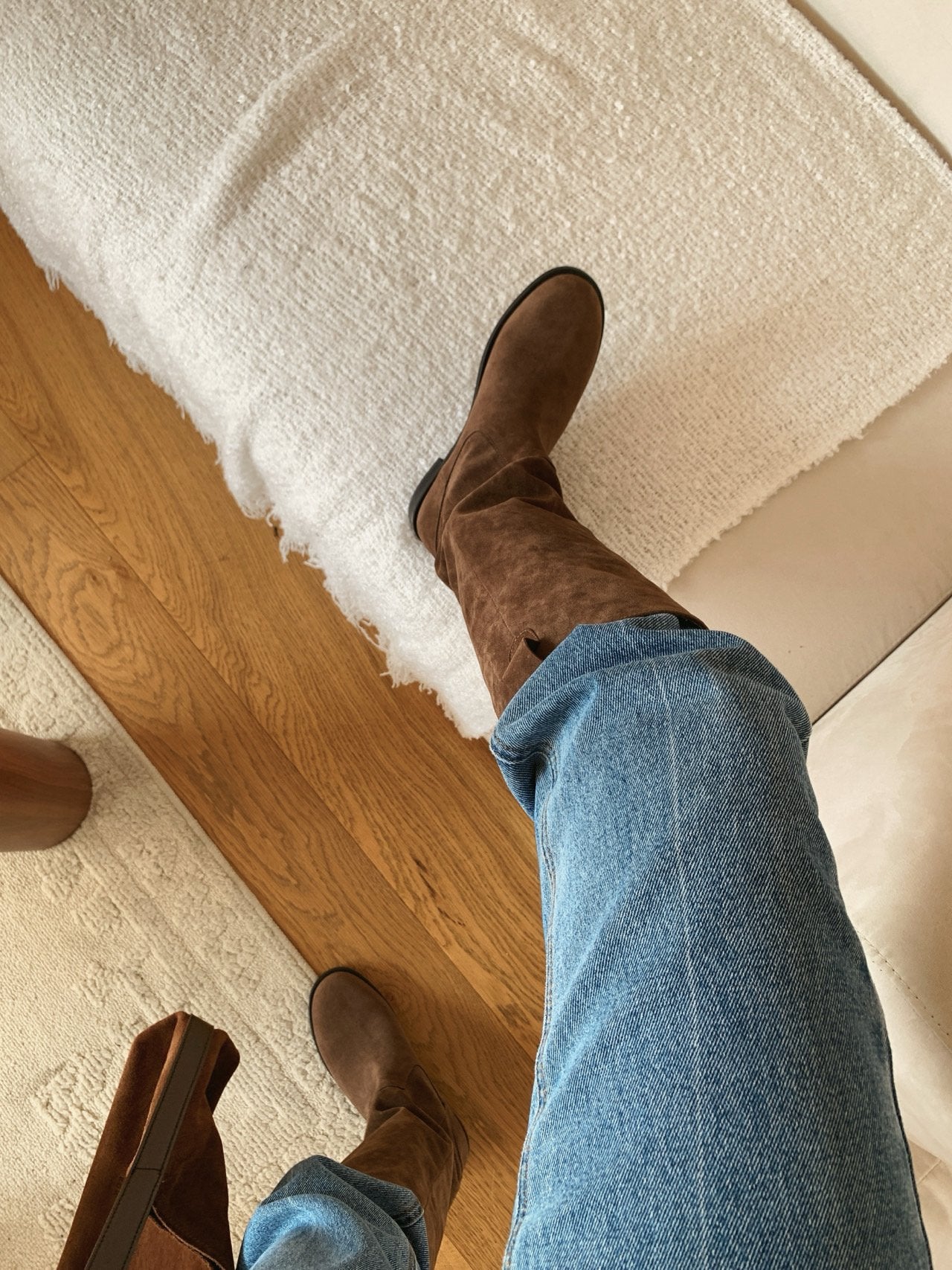 Antique Logo Basic Suede Long Boots-2col