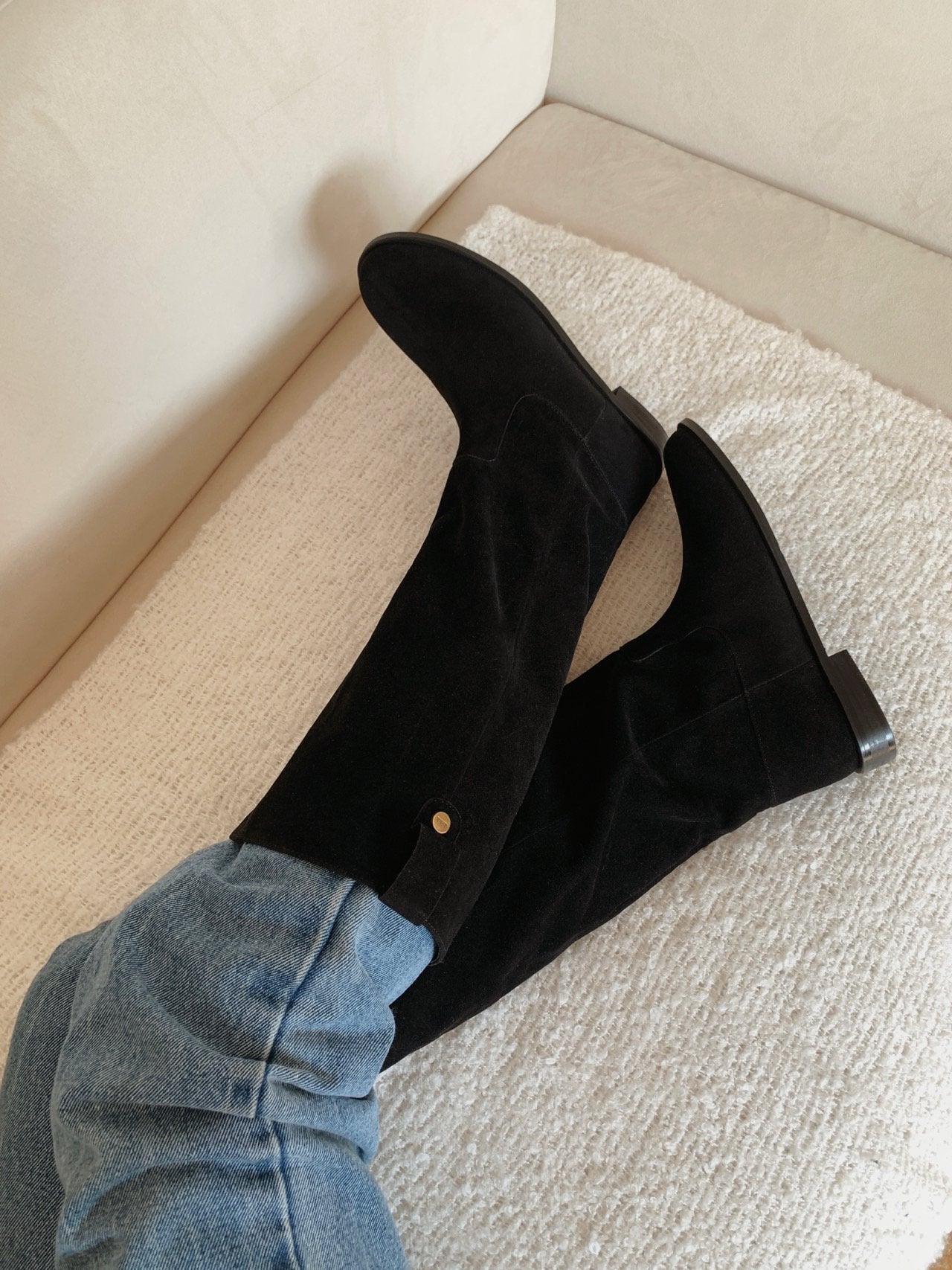 Antique Logo Basic Suede Long Boots-2col