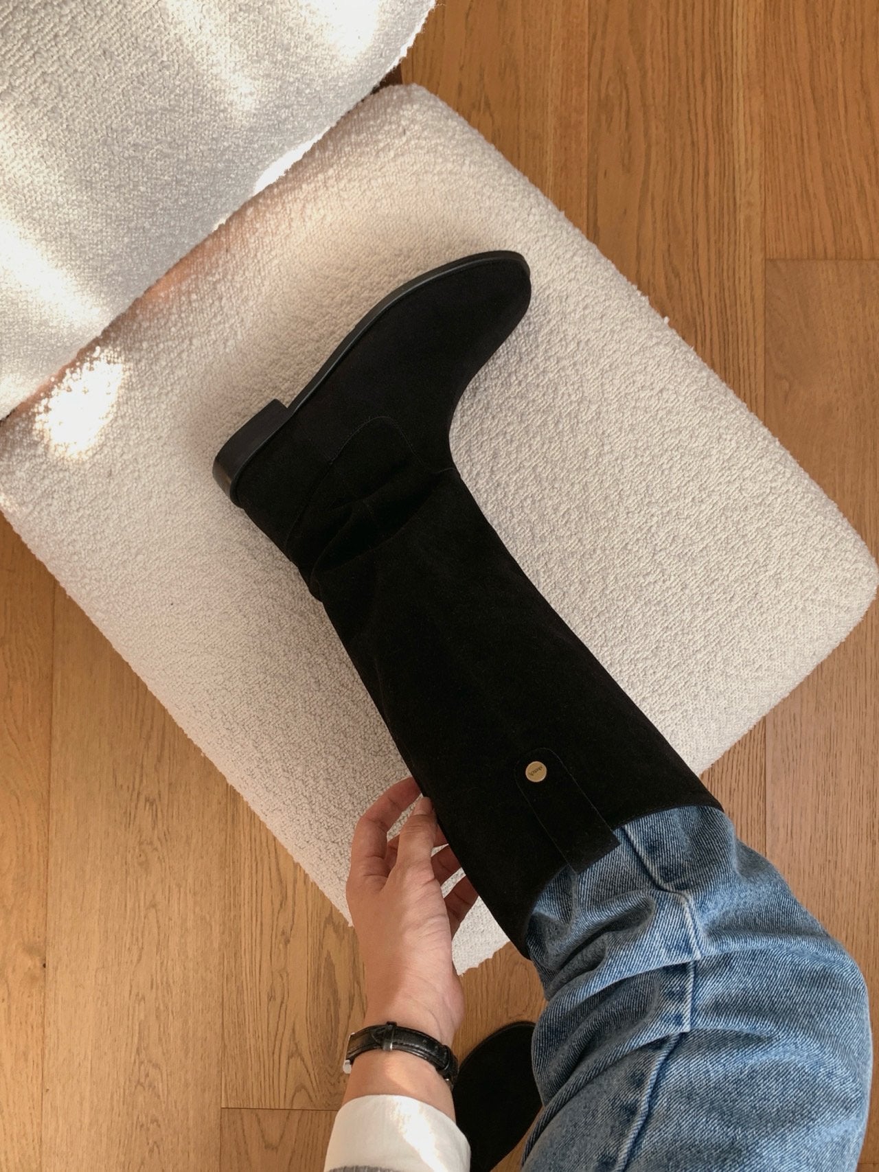 Antique Logo Basic Suede Long Boots-2col