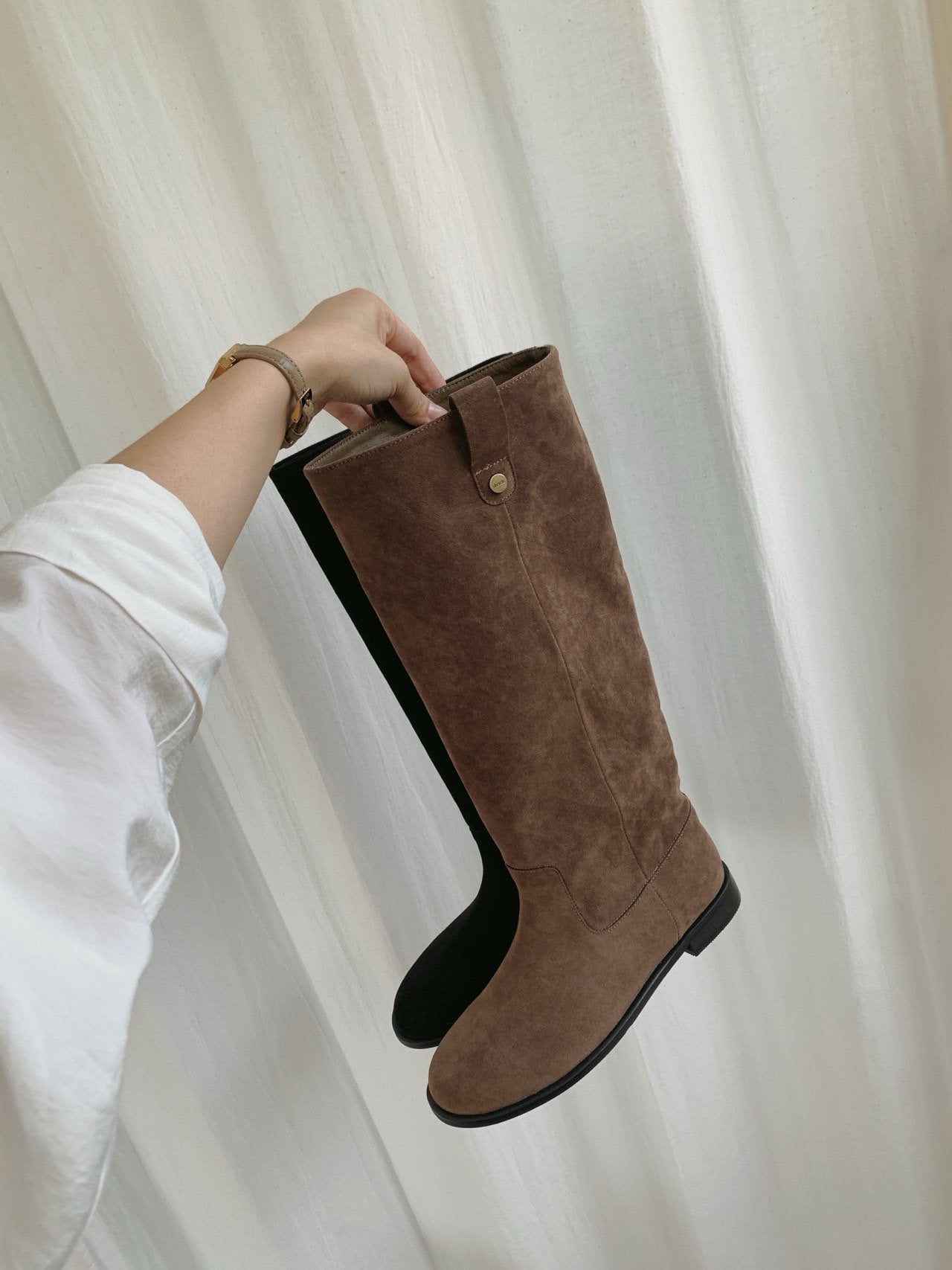 Antique Logo Basic Suede Long Boots-2col