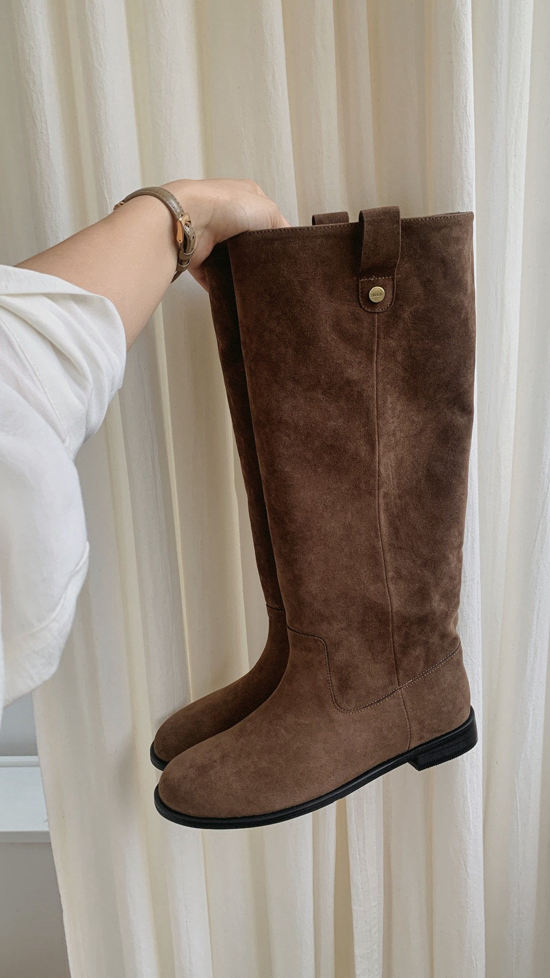 Antique Logo Basic Suede Long Boots-2col