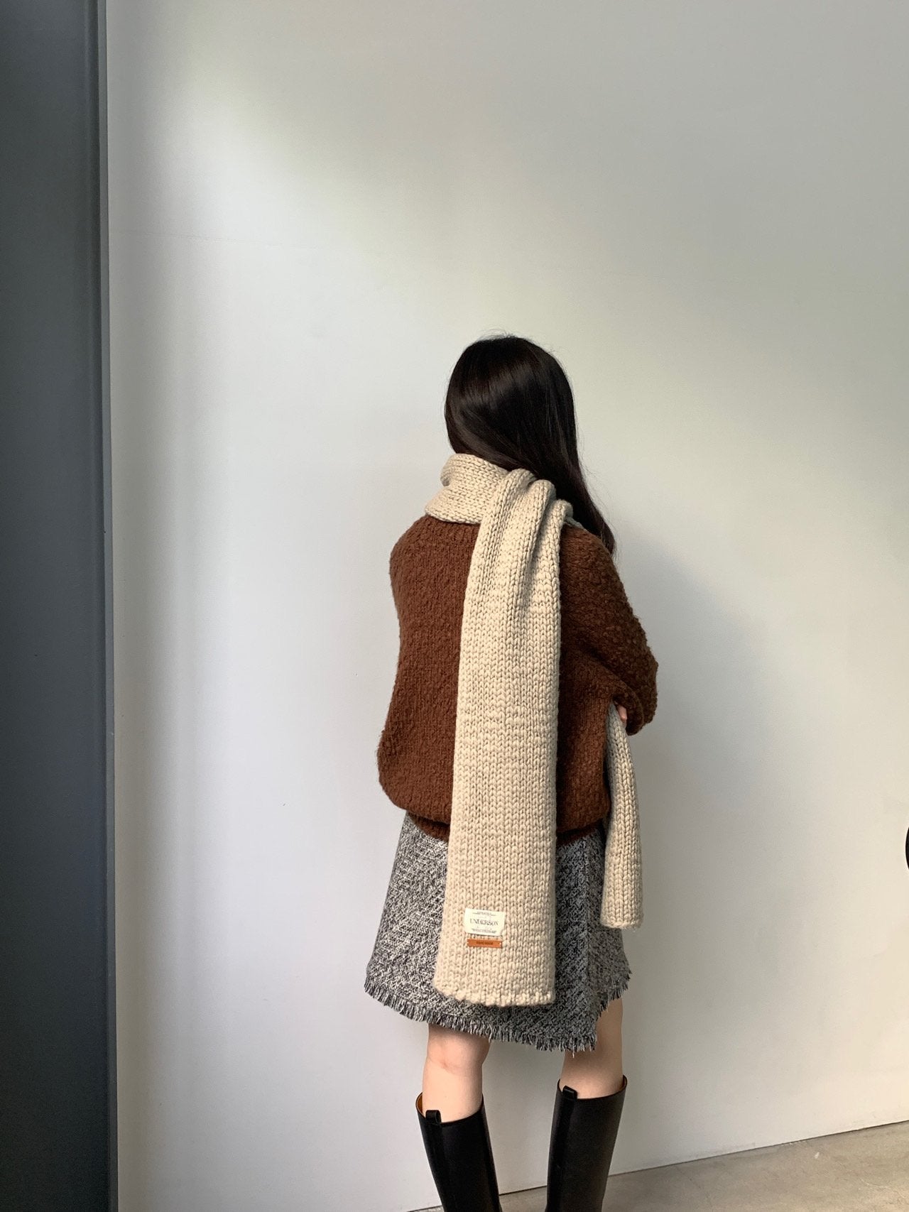 Baraclava-ivory即納 un handmade Baraclava&muffler-3col