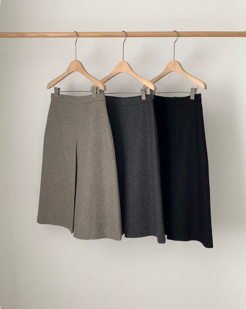 Wool comma skirt-3col