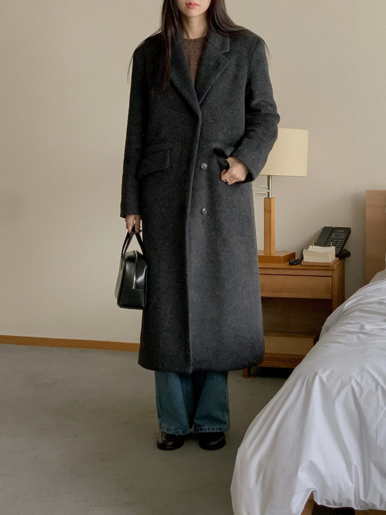 Fluffy wool coat-2col