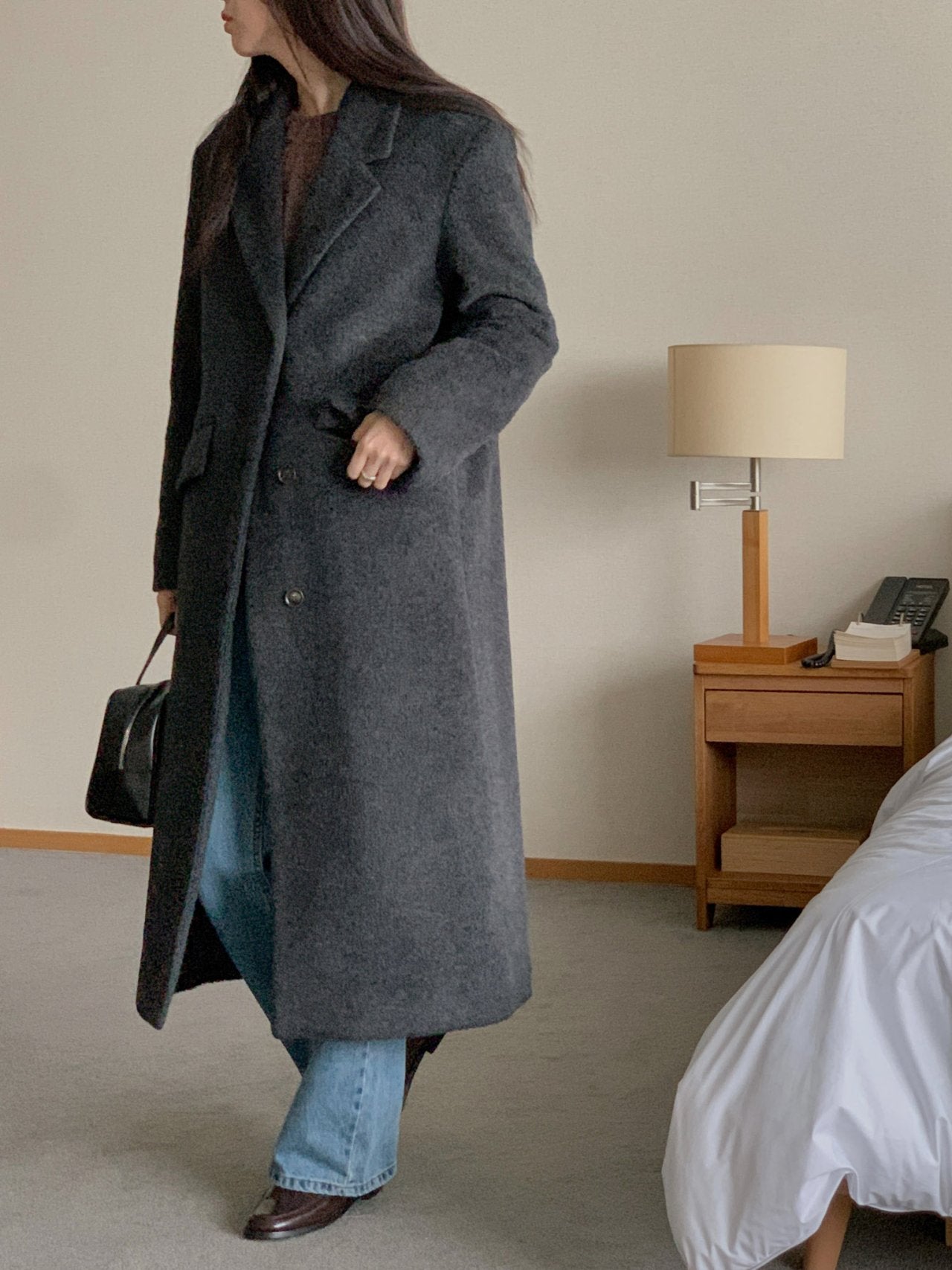 Fluffy wool coat-2col