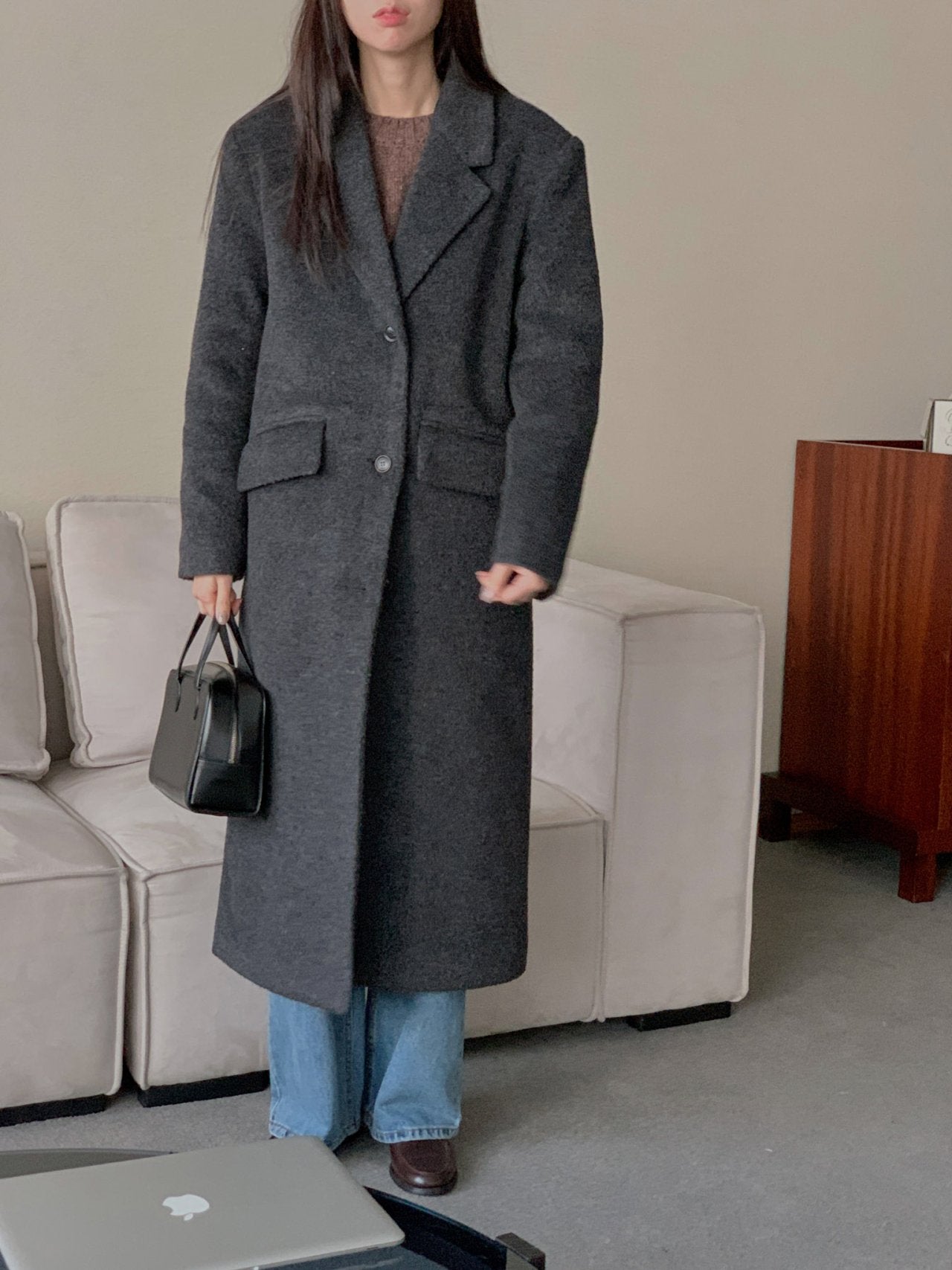 Fluffy wool coat-2col