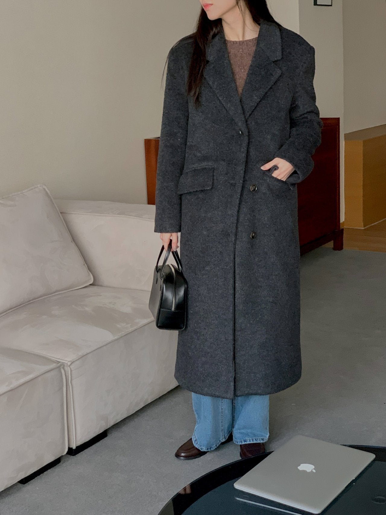 Fluffy wool coat-2col