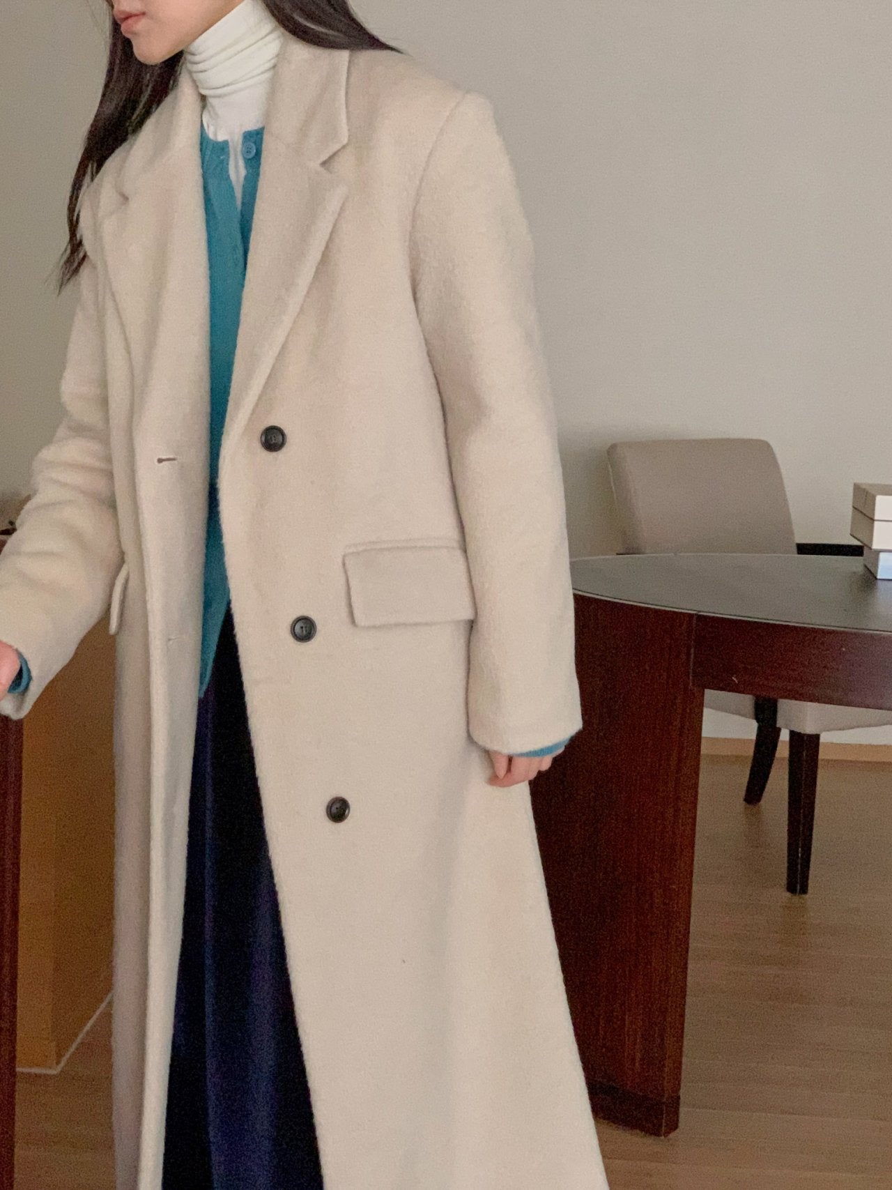 Fluffy wool coat-2col