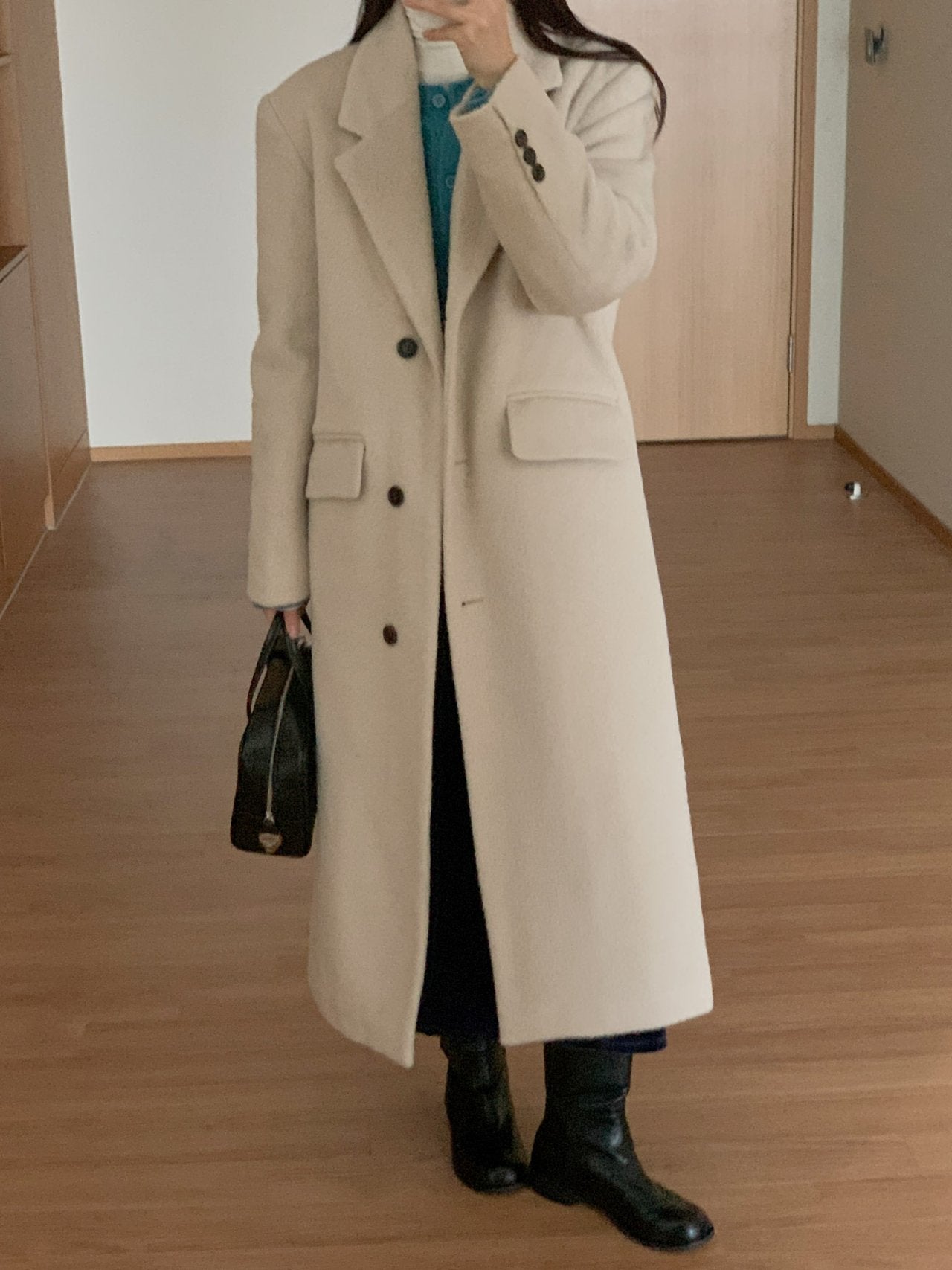 Fluffy wool coat-2col