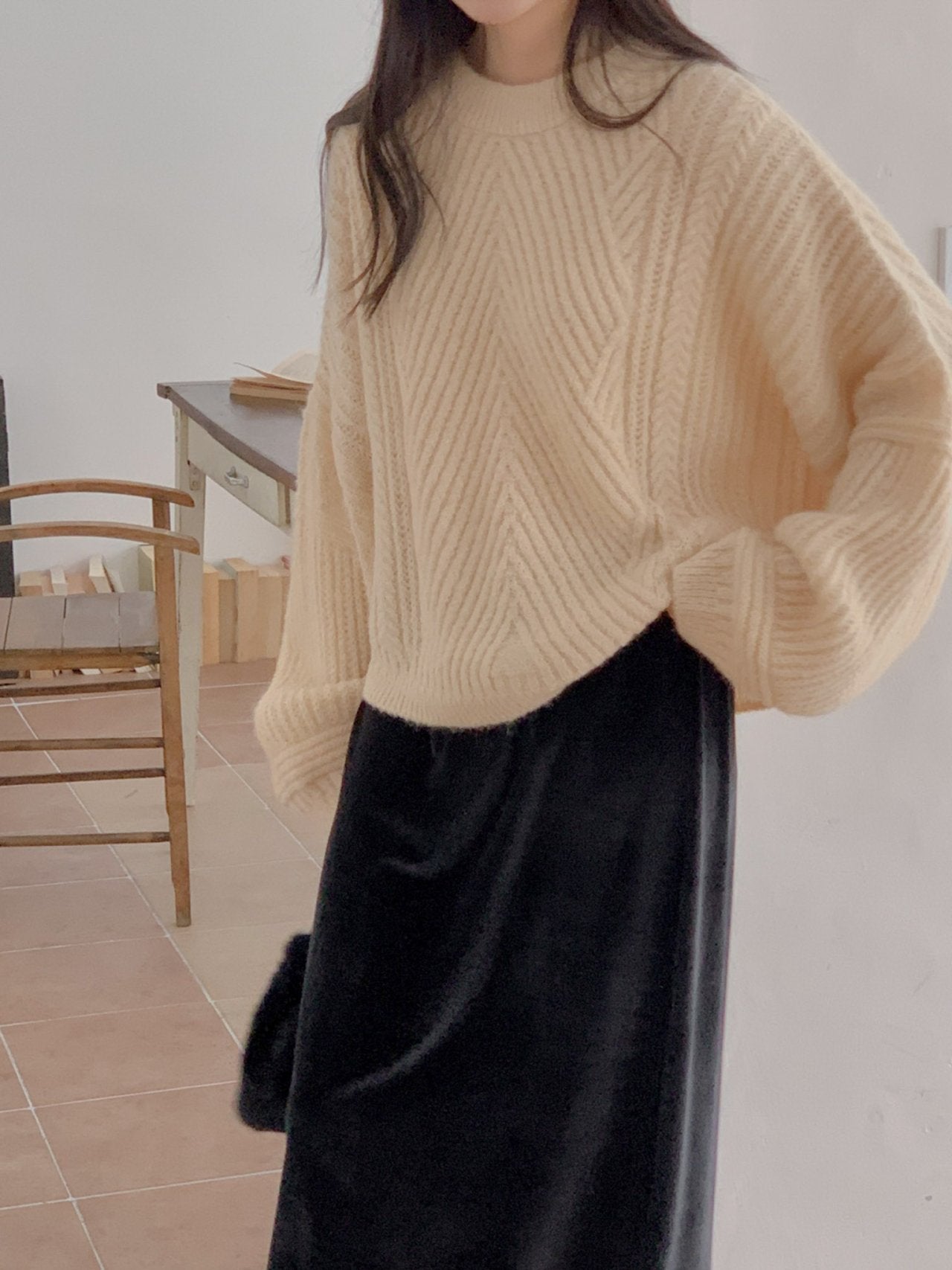 alpaca oblique knit-2col