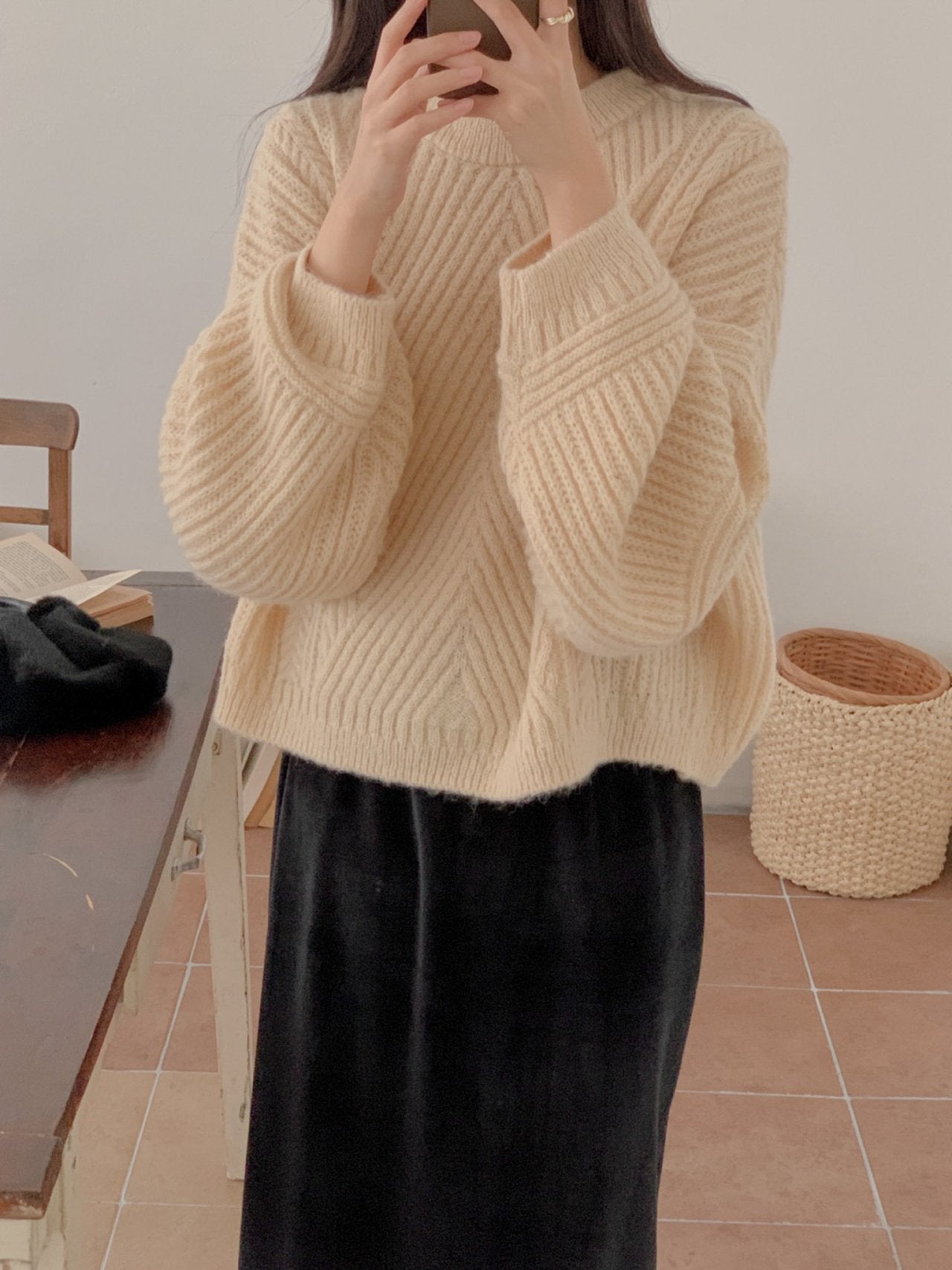 alpaca oblique knit-2col