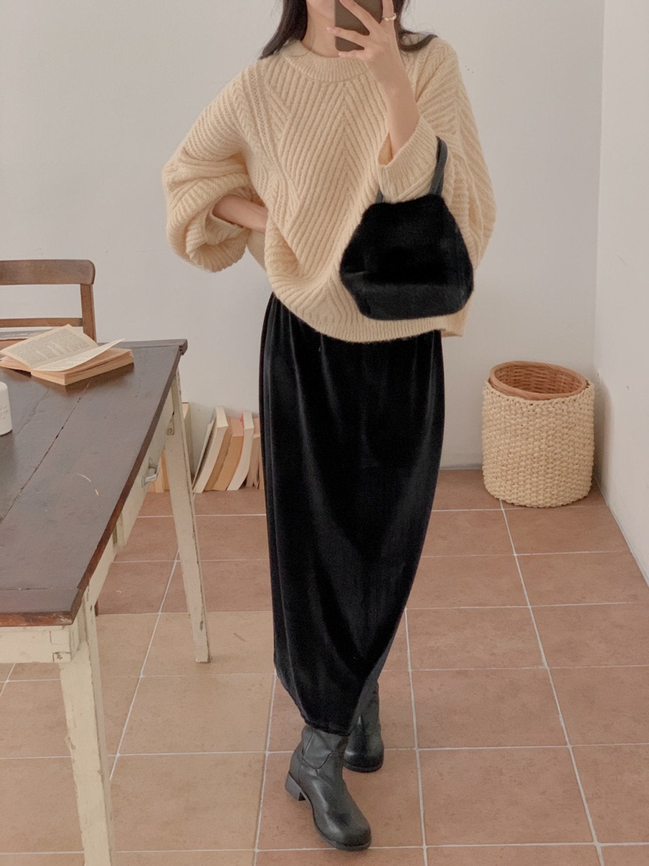 alpaca oblique knit-2col