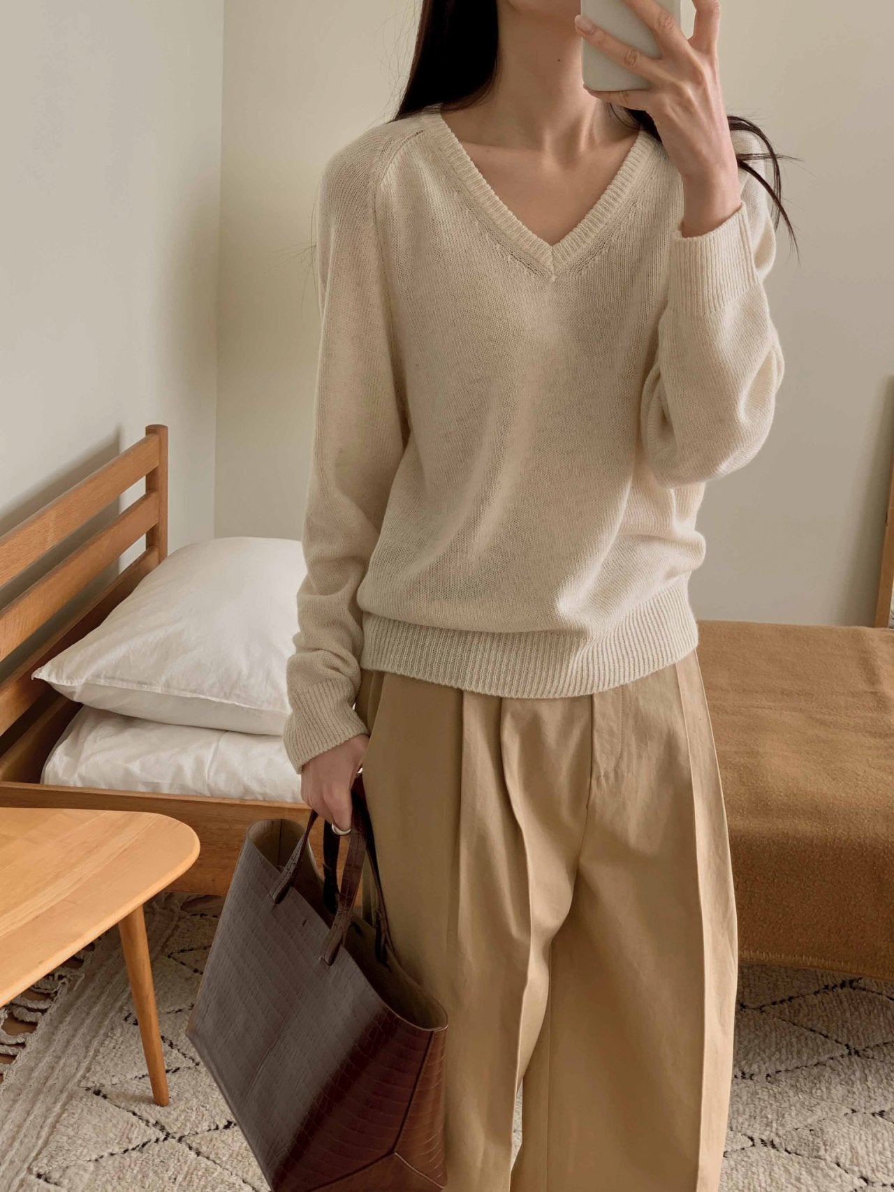 Linen wool v knit-5col